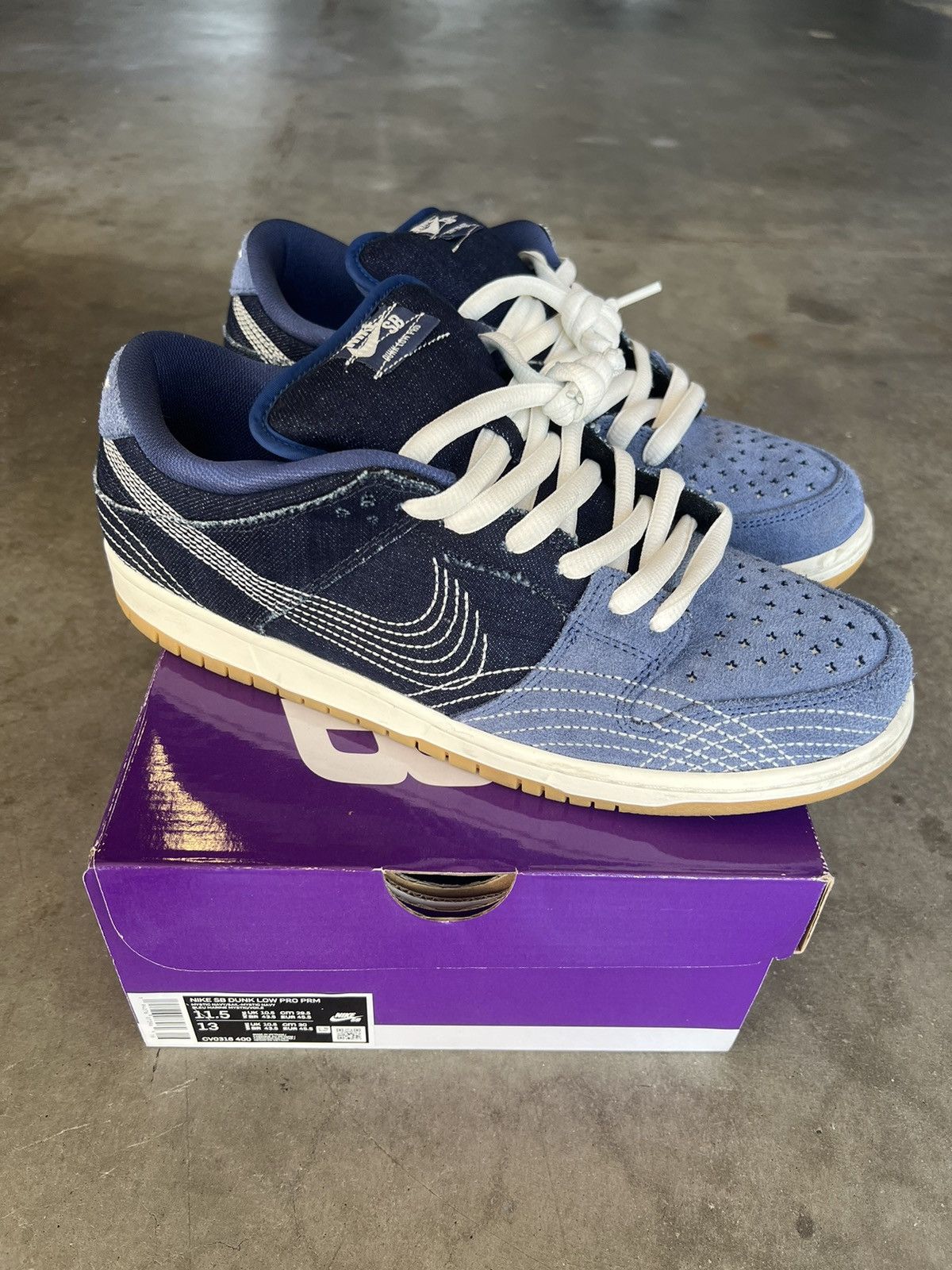 Nike 2020 Nike SB Dunk Low Denim Sashiko Size 11.5 | Grailed