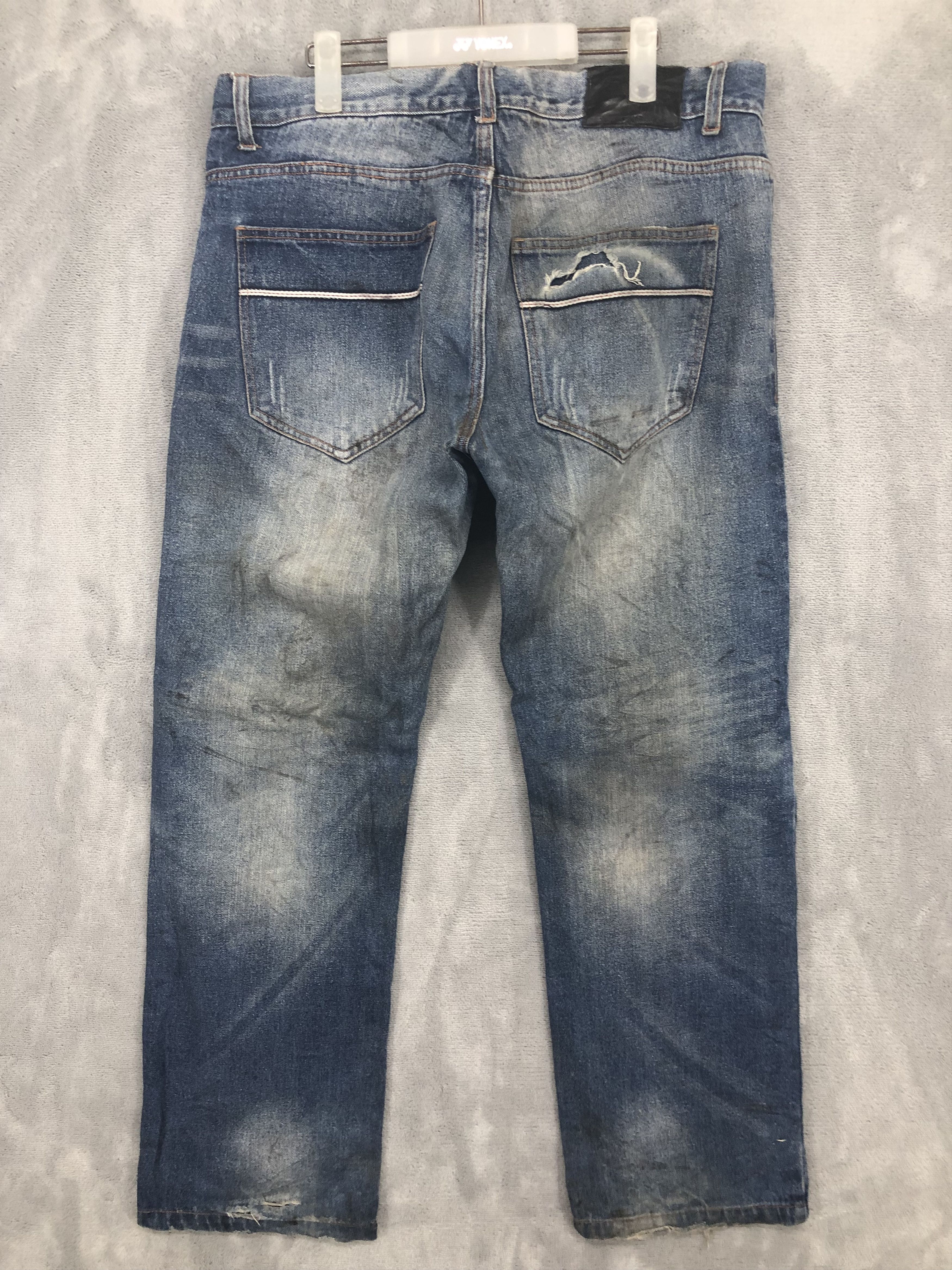 Japanese Brand × Jean Paper Bag Distressed Denim Jean Size US 35 - 2 Thumbnail