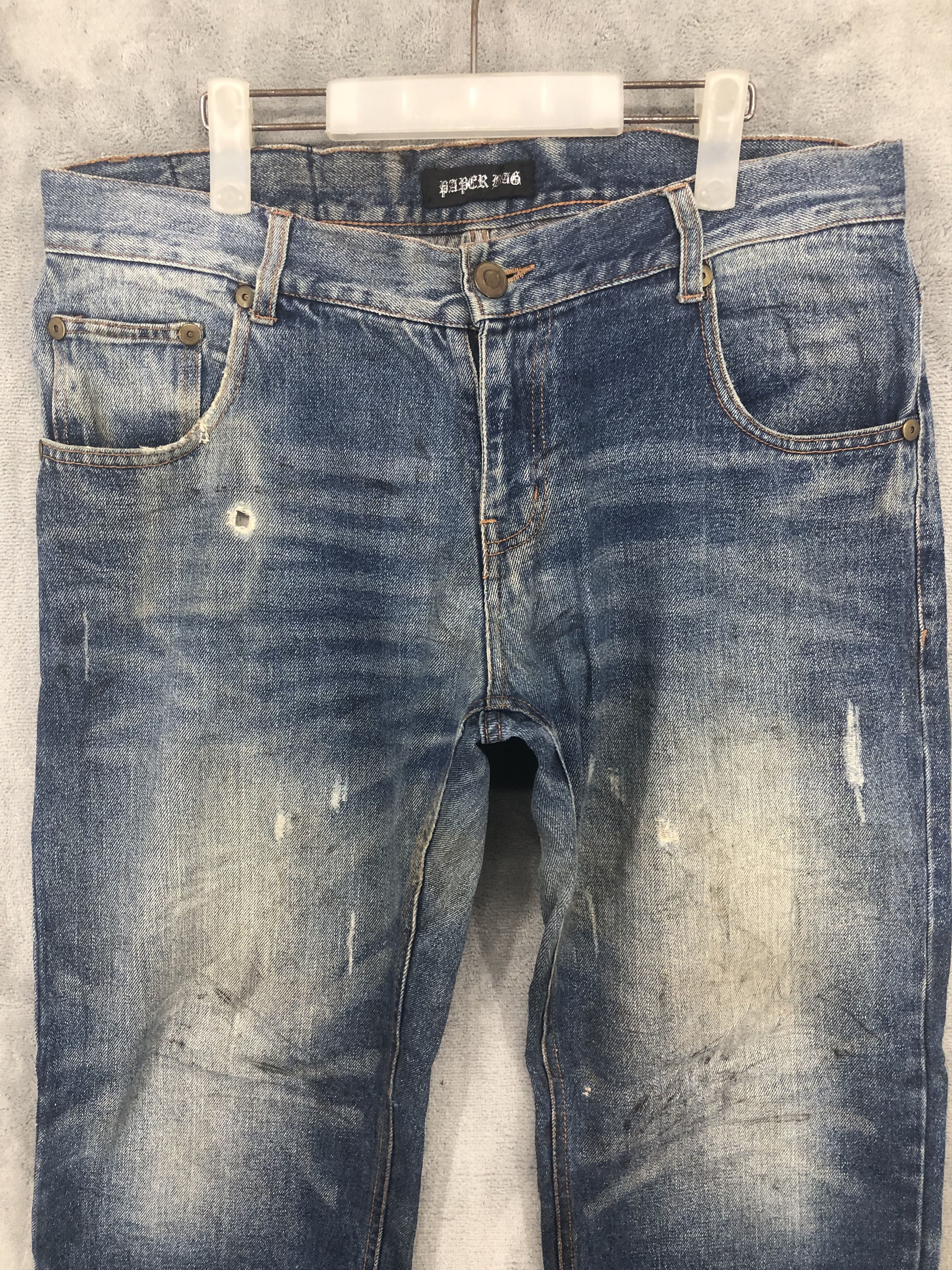 Japanese Brand × Jean Paper Bag Distressed Denim Jean Size US 35 - 3 Thumbnail