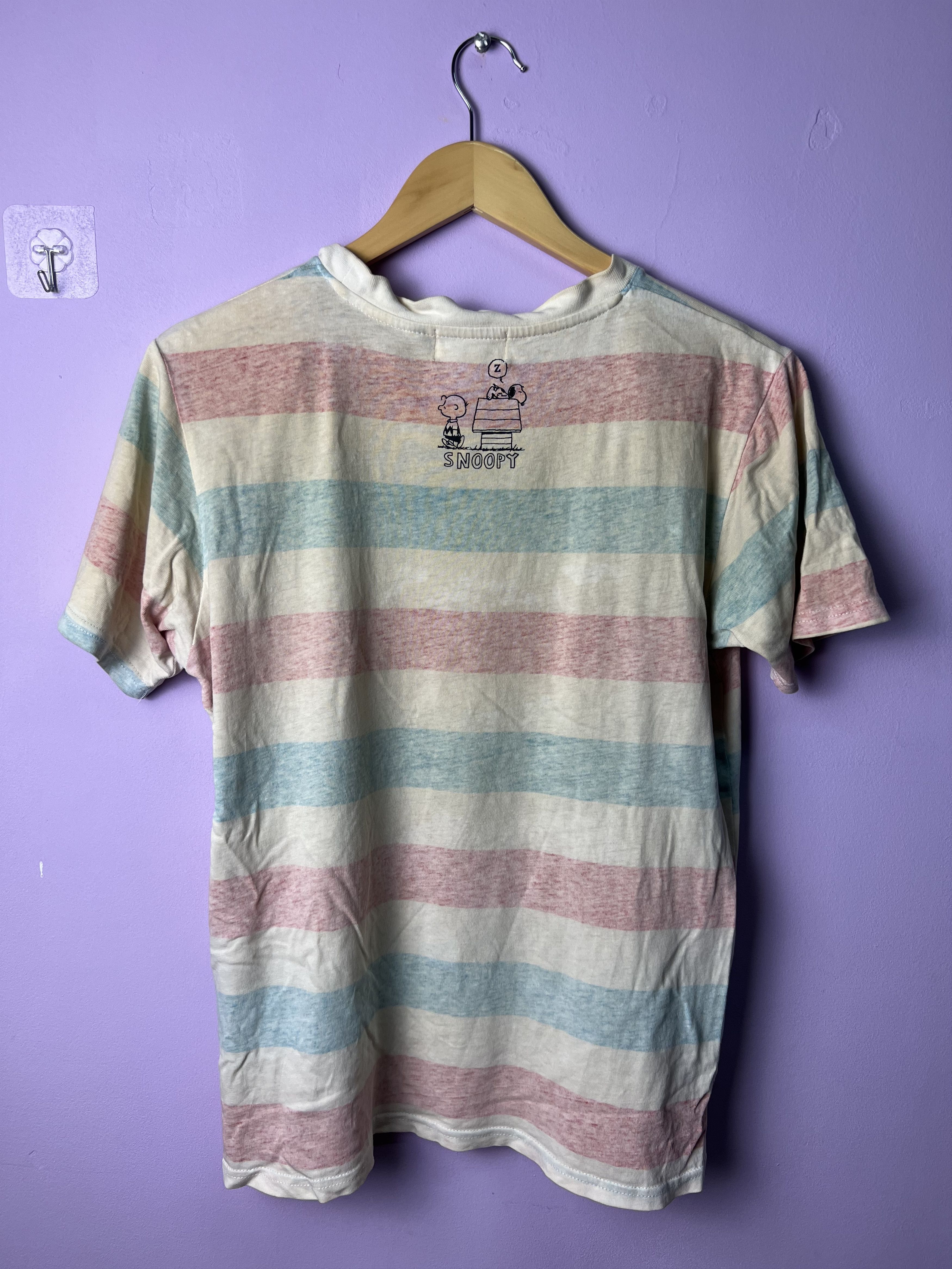 Peanuts 🔥Distressed Cream Stripe Snoopy Is Sleepy Tees Size US M / EU 48-50 / 2 - 2 Thumbnail