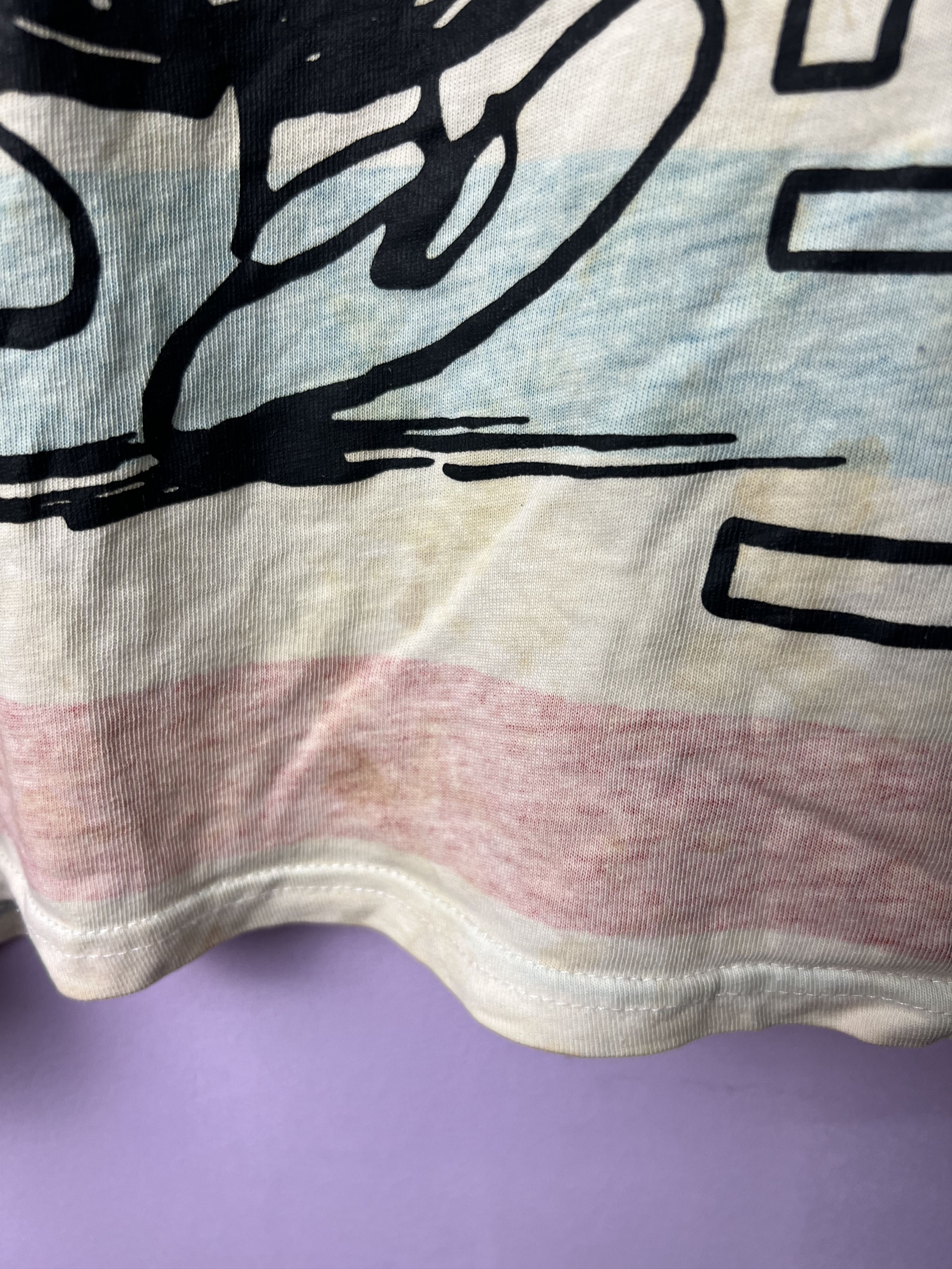 Peanuts 🔥Distressed Cream Stripe Snoopy Is Sleepy Tees Size US M / EU 48-50 / 2 - 7 Thumbnail