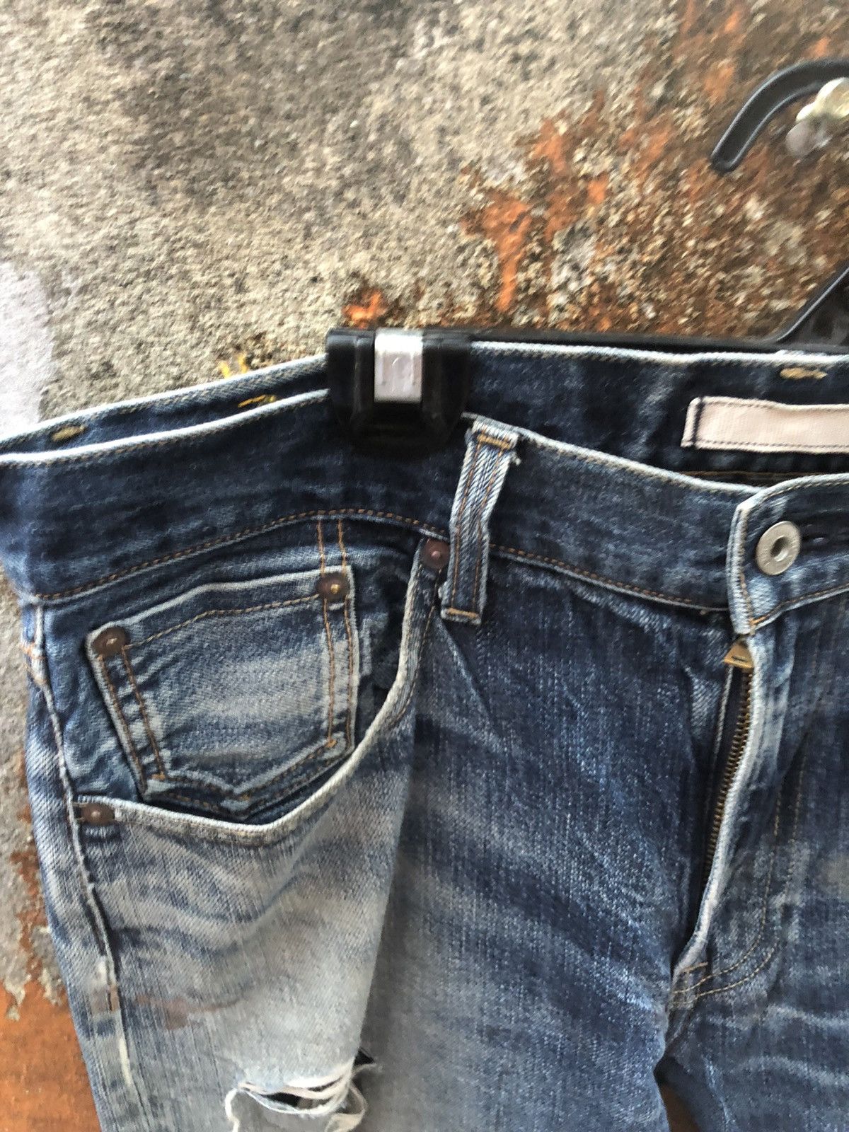 Seditionaries × Uniqlo THRASHED /Distressed Uniqlo Selvedge denim jeans Size US 36 / EU 52 - 3 Thumbnail