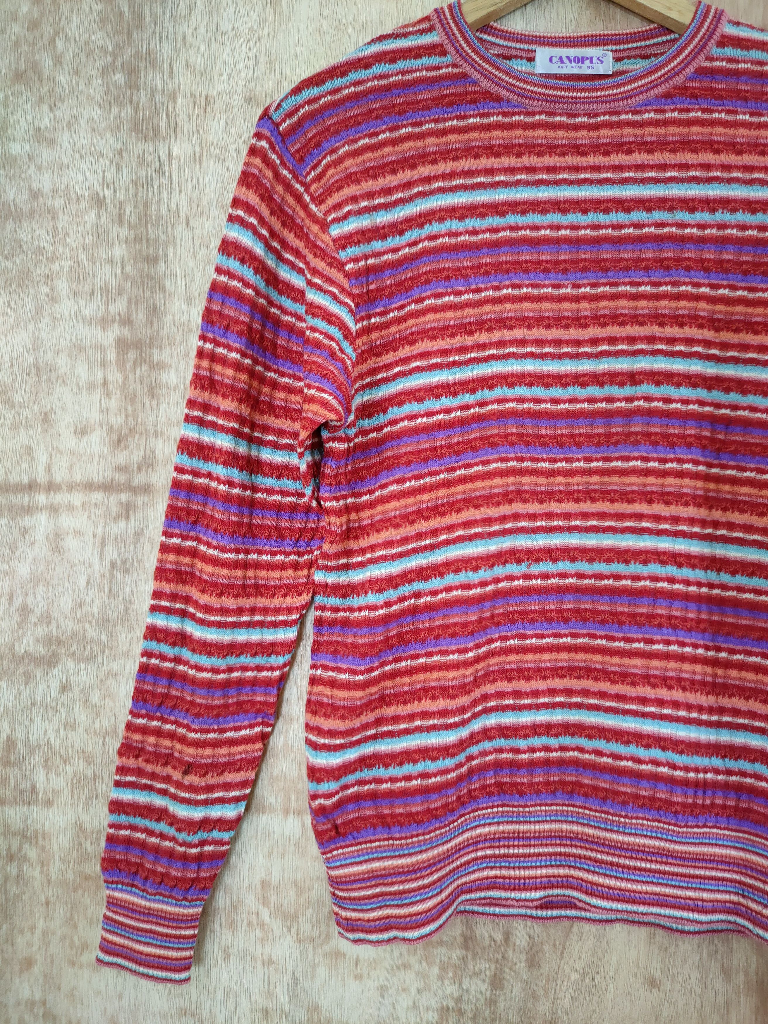 Japanese Brand Canopus stripe rainbow knitwear vintage #46-662 Size US S / EU 44-46 / 1 - 8 Thumbnail