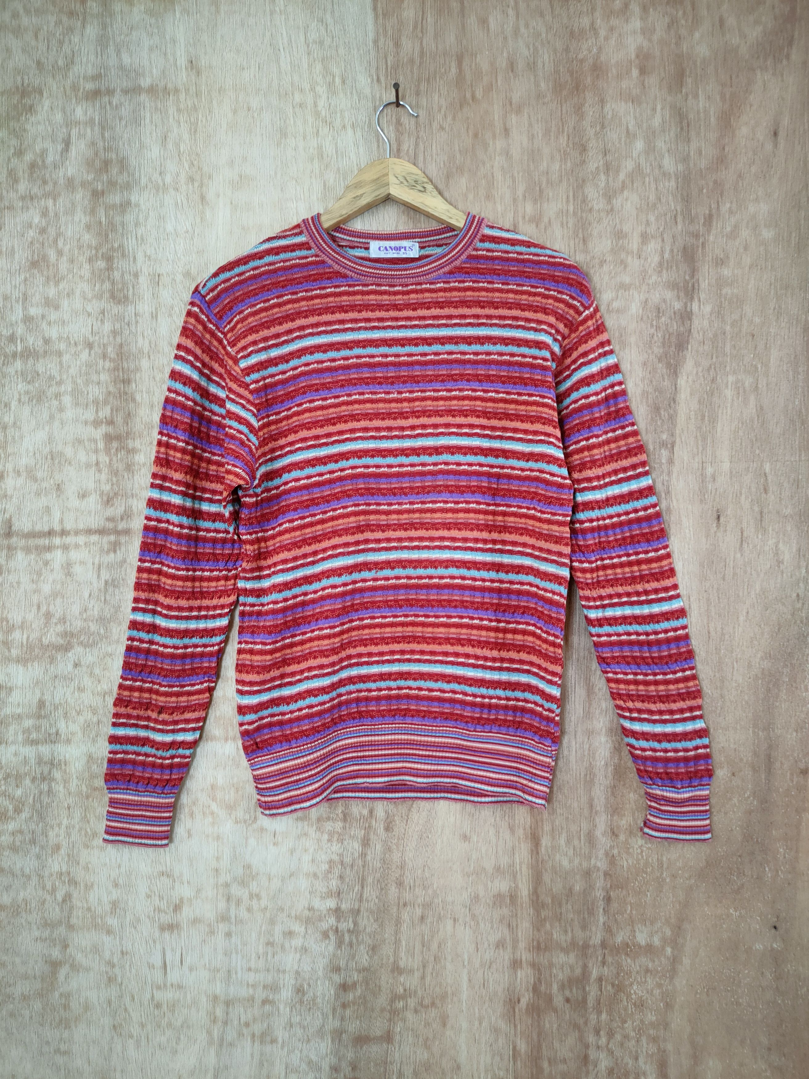 Japanese Brand Canopus stripe rainbow knitwear vintage #46-662 Size US S / EU 44-46 / 1 - 1 Thumbnail