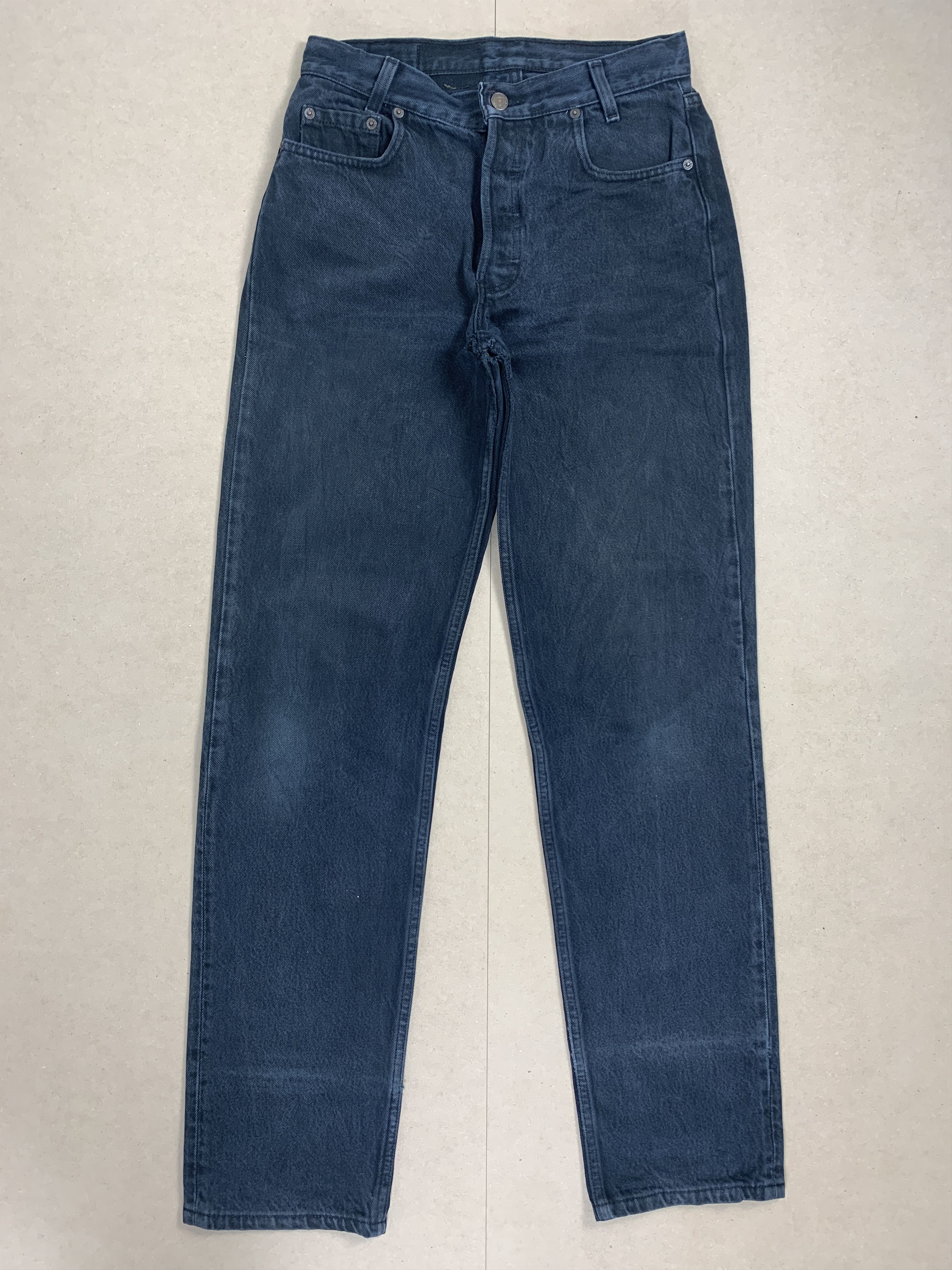 image of Levis x Made In USA Vintage Levi's 501 Student Straight Cut Medium Black Jeans in Black Denim (Size