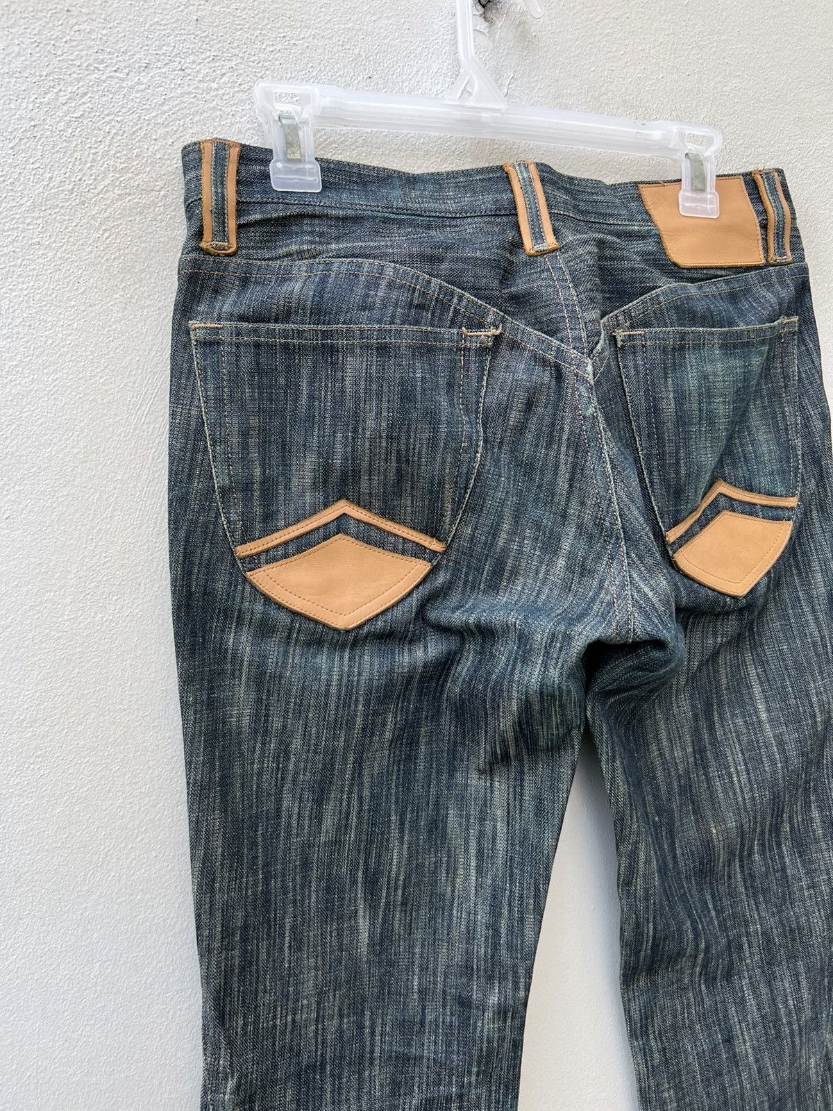 Nicole Club Vintage Nicole Club FM Hybrid Leather Denim Bootcut Jeans Size US 30 / EU 46 - 15 Thumbnail