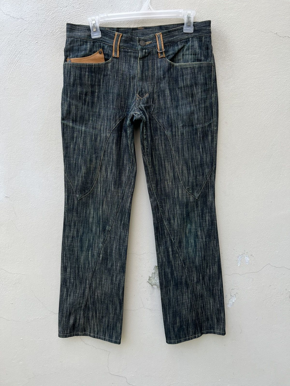 Nicole Club Vintage Nicole Club FM Hybrid Leather Denim Bootcut Jeans Size US 30 / EU 46 - 6 Thumbnail