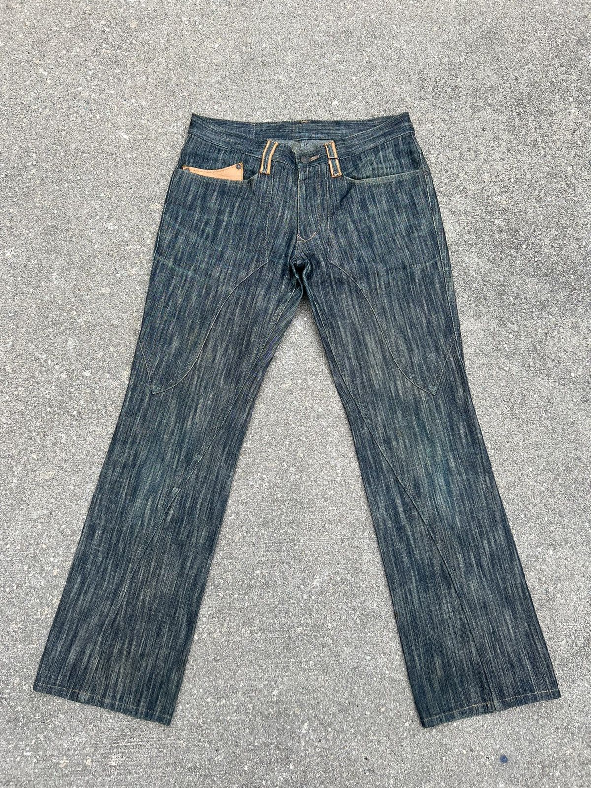 Nicole Club Vintage Nicole Club FM Hybrid Leather Denim Bootcut Jeans Size US 30 / EU 46 - 1 Thumbnail
