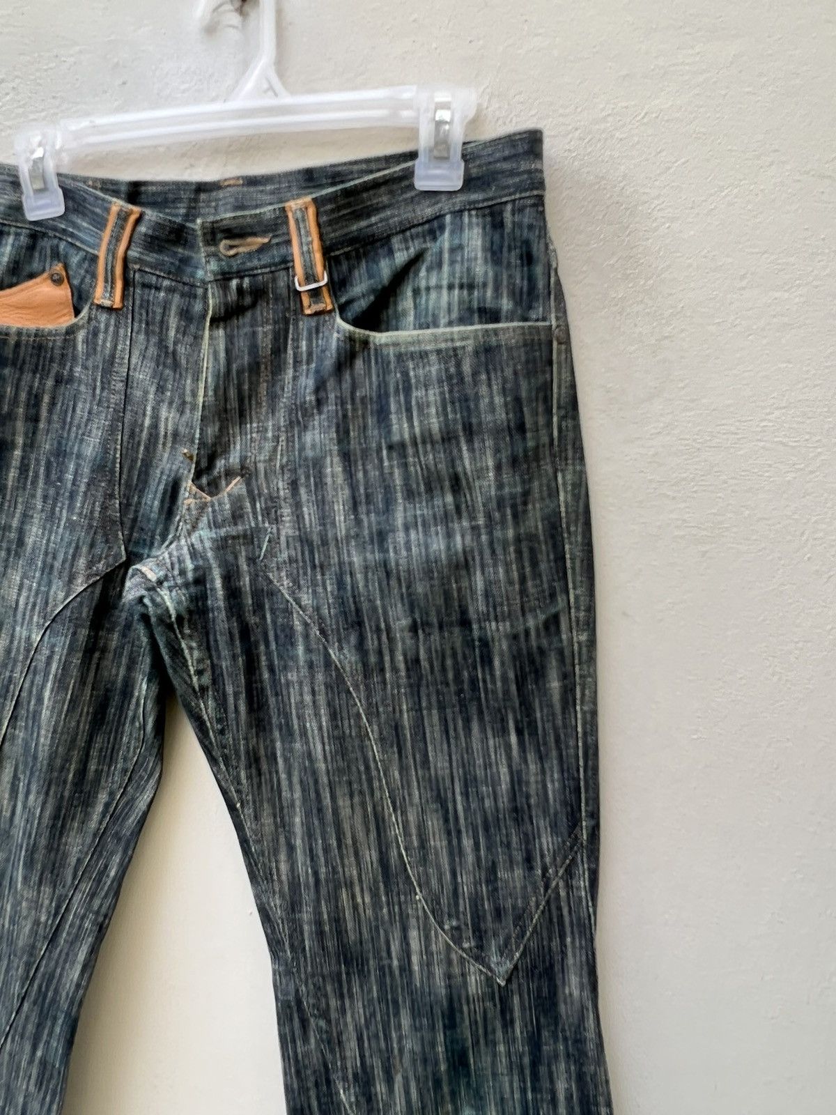 Nicole Club Vintage Nicole Club FM Hybrid Leather Denim Bootcut Jeans Size US 30 / EU 46 - 11 Thumbnail