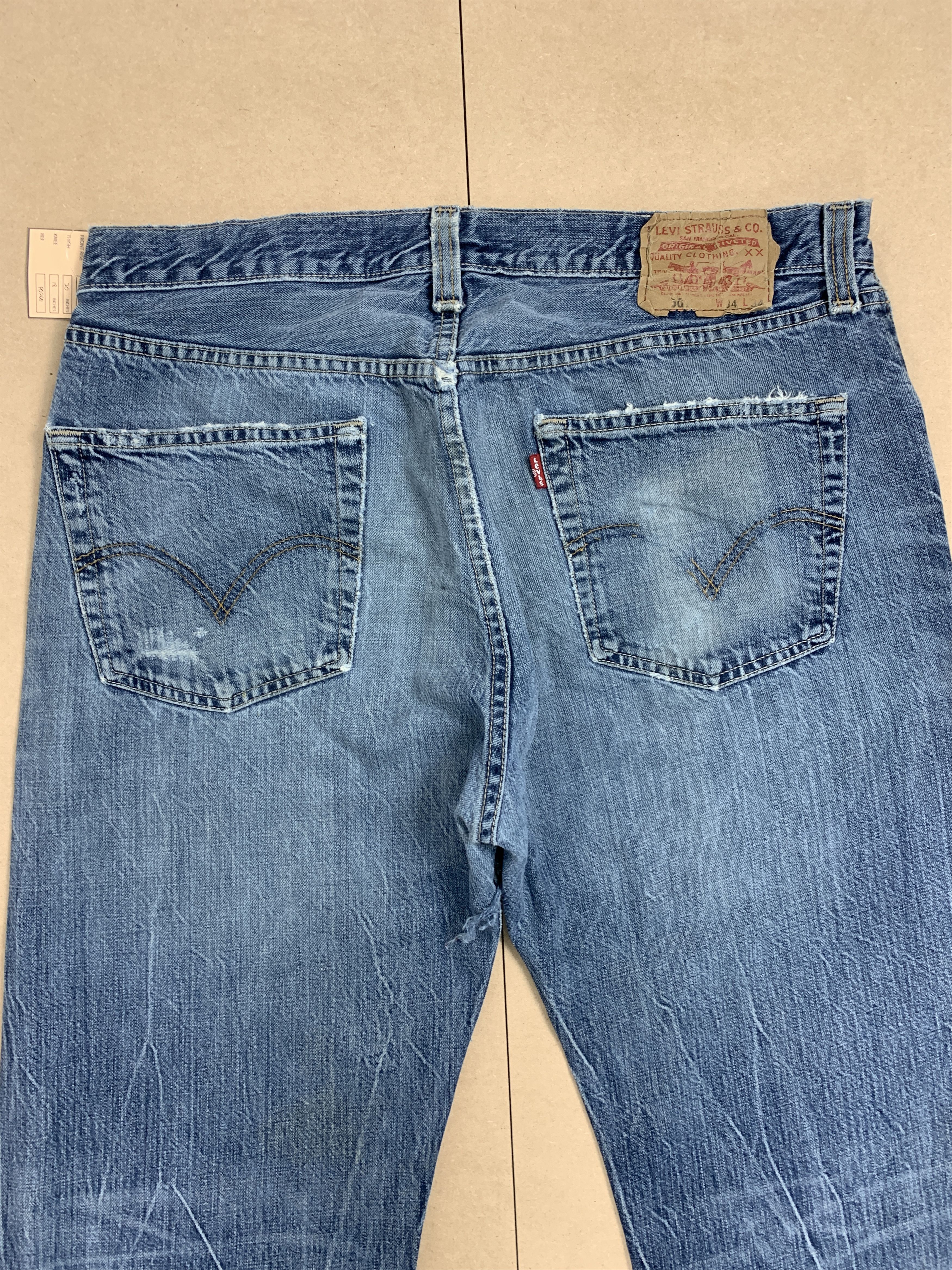 Levi's Vintage 90s Levis 501 Straight Cut Distressed Jeans P0260 Size US 34 / EU 50 - 9 Thumbnail