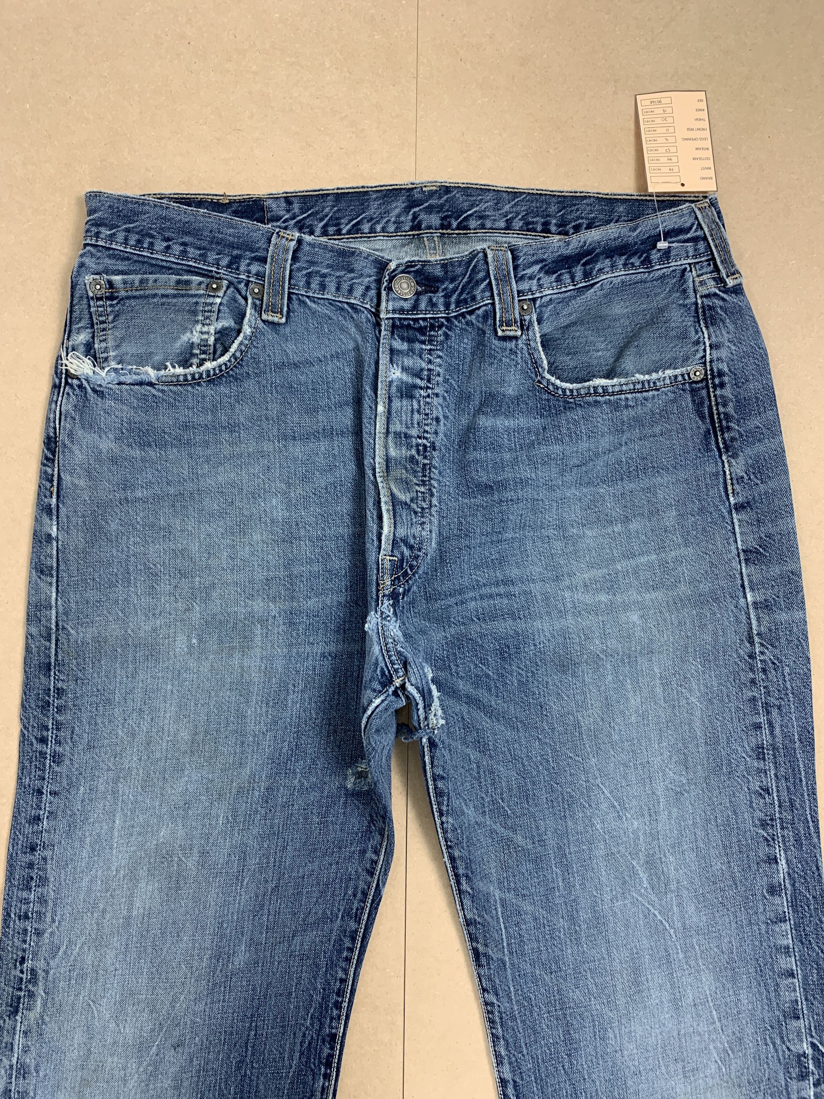 Levi's Vintage 90s Levis 501 Straight Cut Distressed Jeans P0260 Size US 34 / EU 50 - 2 Thumbnail