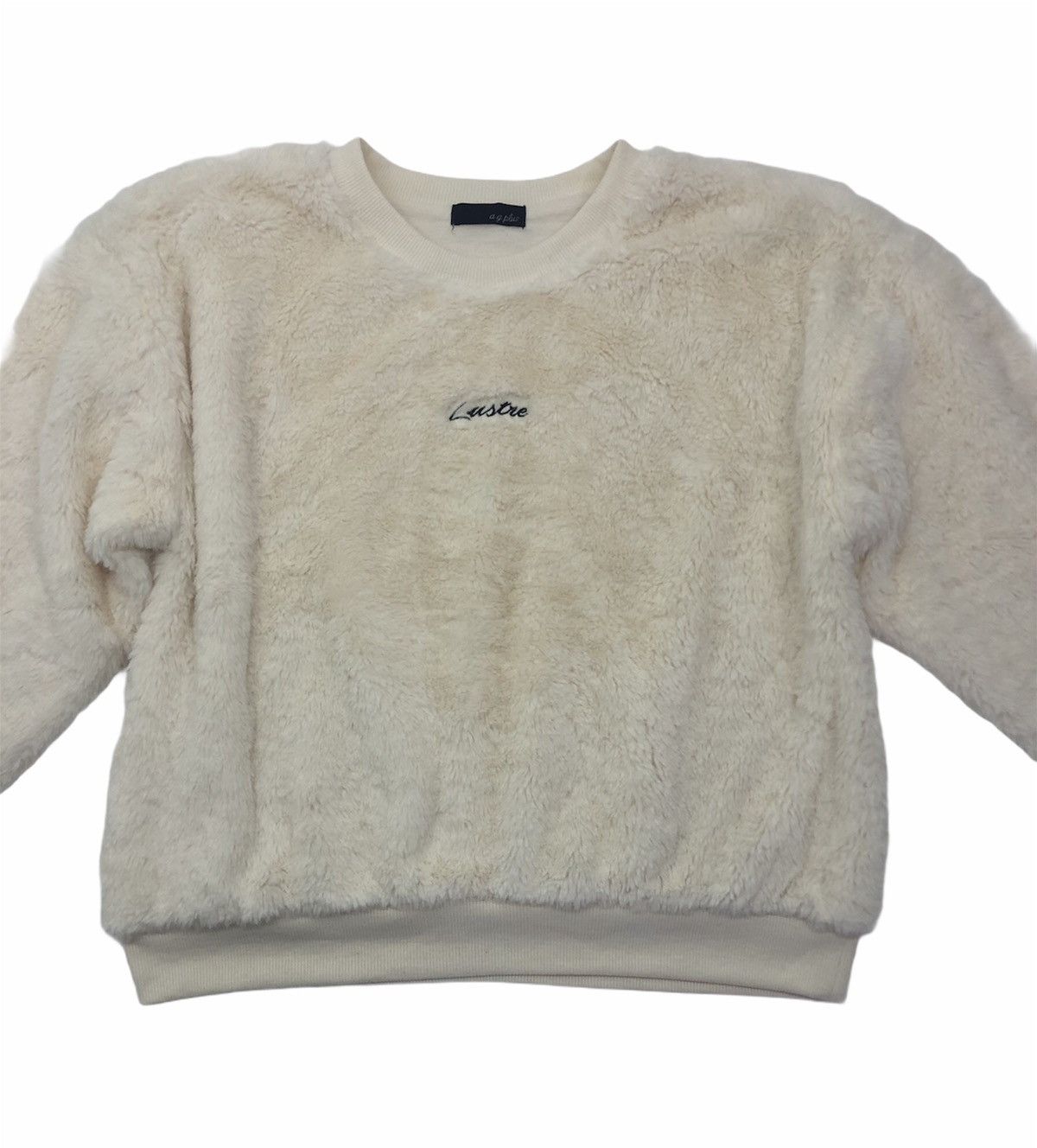 image of Designer Japanese A.g. Plus Crop Top Fur Sweatshirt in White, Women's (Size Small)