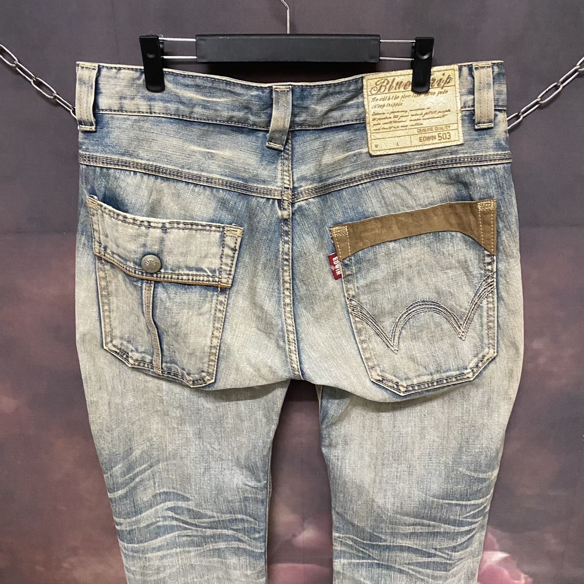 Japanese Brand × Vintage Vintage Japanese Edwin 505 Mud Washed Denim Bush Pants Size US 34 / EU 50 - 6 Thumbnail