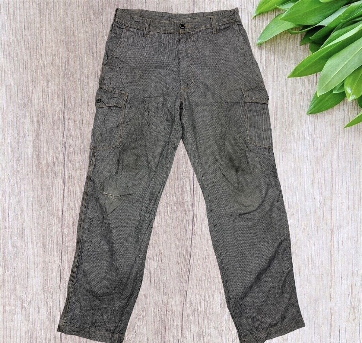 Japanese Brand Japanese Evenriver Utility Striped Cargo Pants Size US 33 - 1 Thumbnail