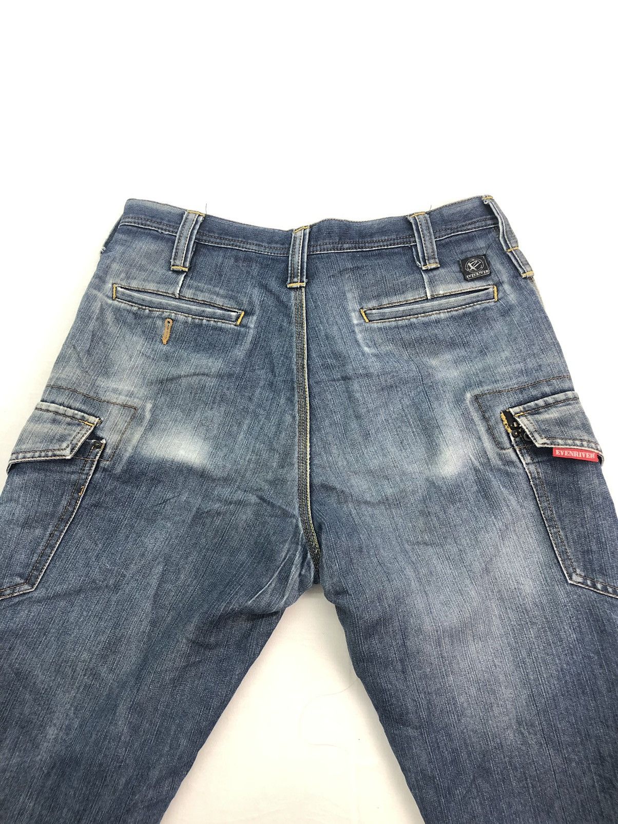 Japanese Brand Evenriver Distressed Denim Baggy Jeans Utility Cargo Pants Size US 33 - 12 Thumbnail