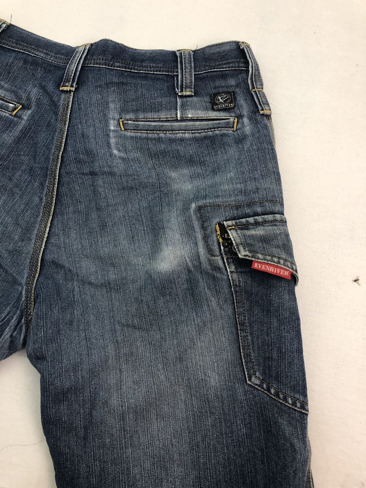 Japanese Brand Evenriver Distressed Denim Baggy Jeans Utility Cargo Pants Size US 33 - 14 Thumbnail