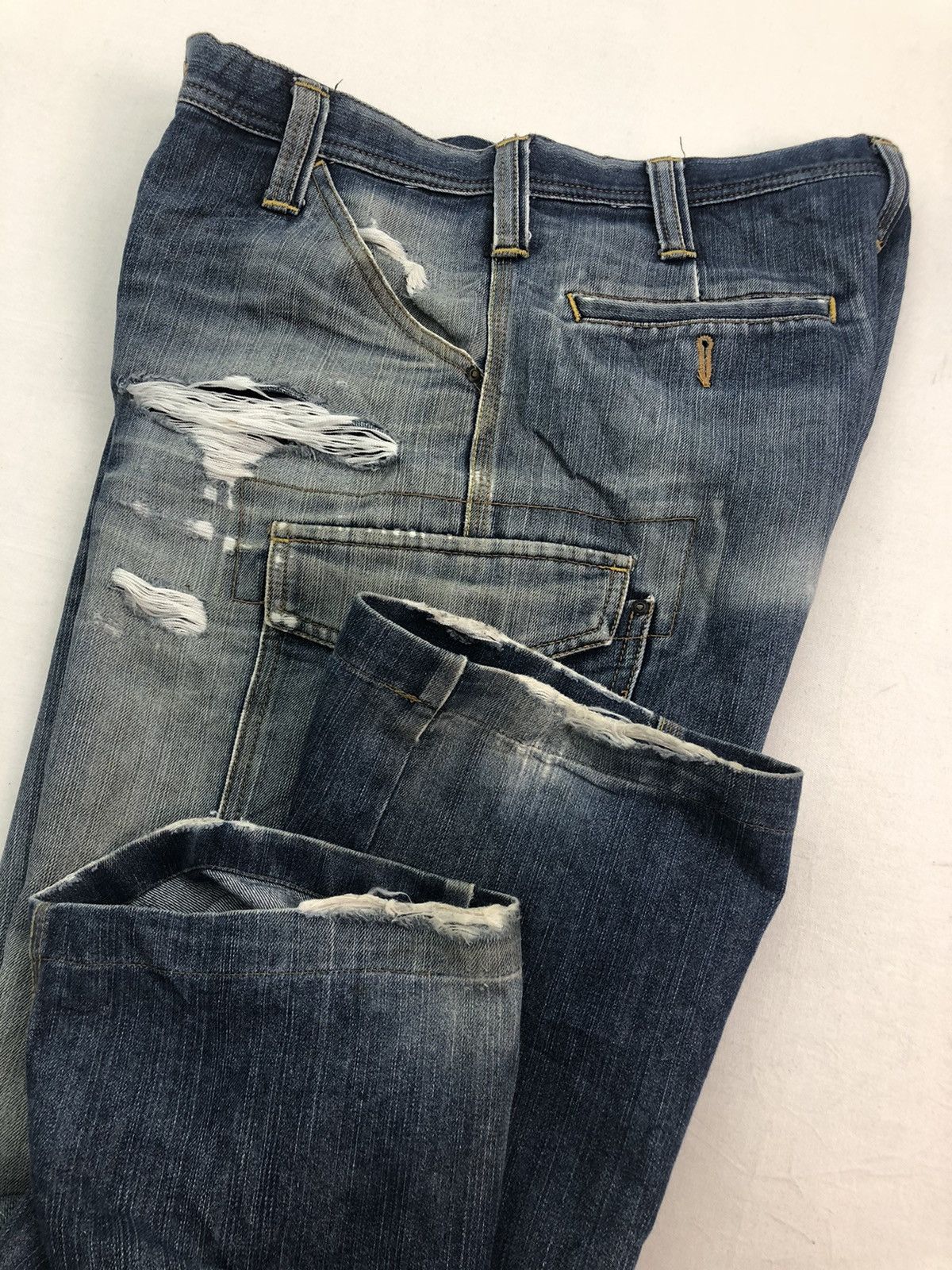 Japanese Brand Evenriver Distressed Denim Baggy Jeans Utility Cargo Pants Size US 33 - 20 Thumbnail