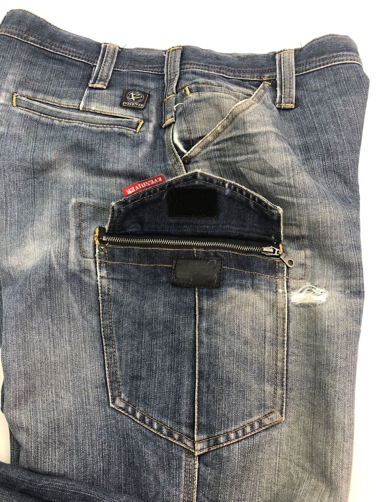 Japanese Brand Evenriver Distressed Denim Baggy Jeans Utility Cargo Pants Size US 33 - 18 Thumbnail