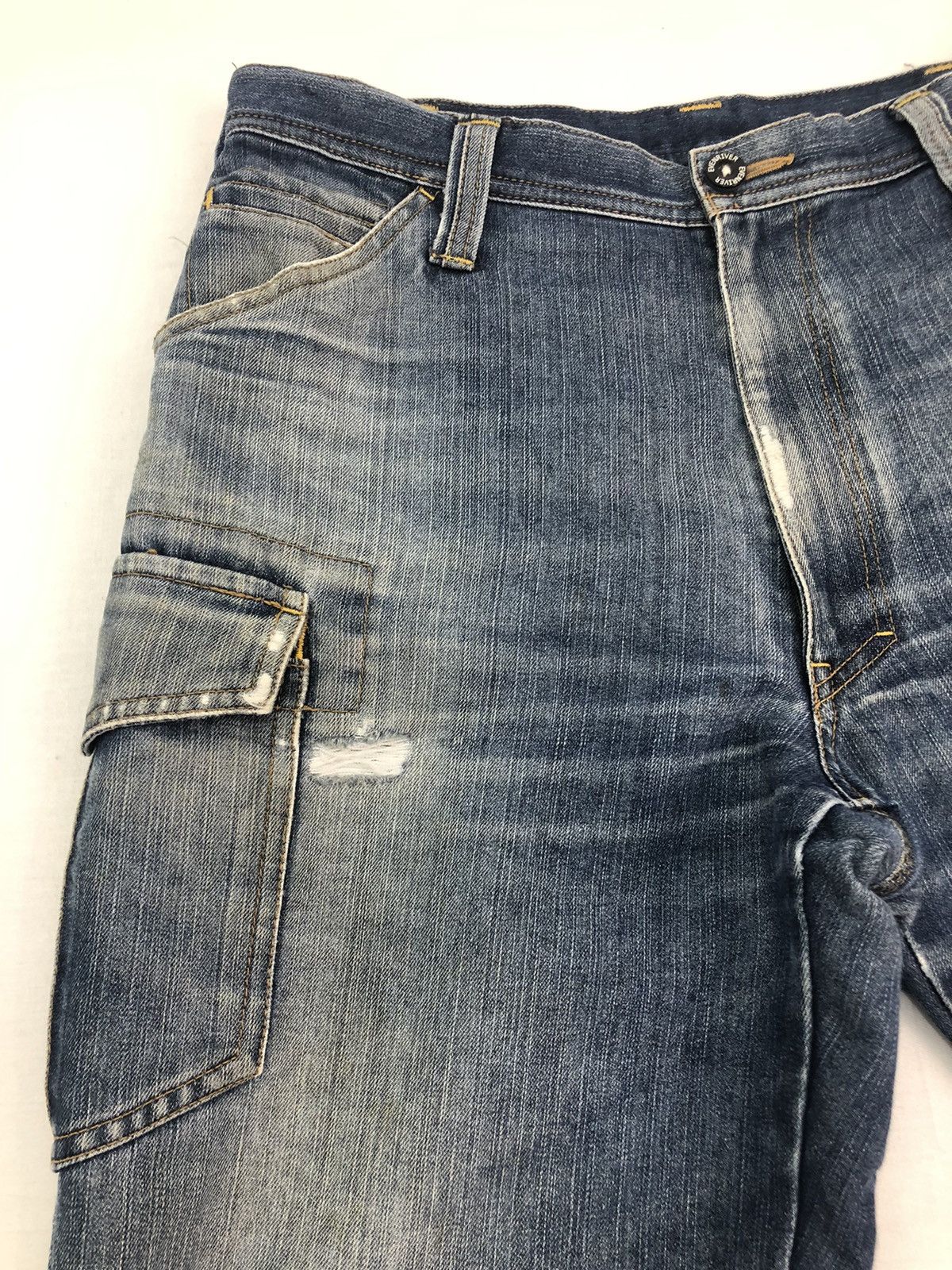 Japanese Brand Evenriver Distressed Denim Baggy Jeans Utility Cargo Pants Size US 33 - 6 Thumbnail