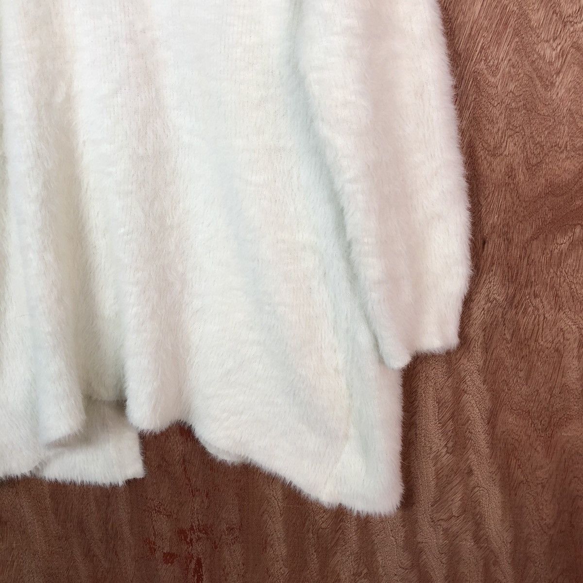 Homespun Knitwear GU White Long cardigan Shaggy Fur Mohair Knitwear #6644 Size US L / EU 52-54 / 3 - 11 Thumbnail