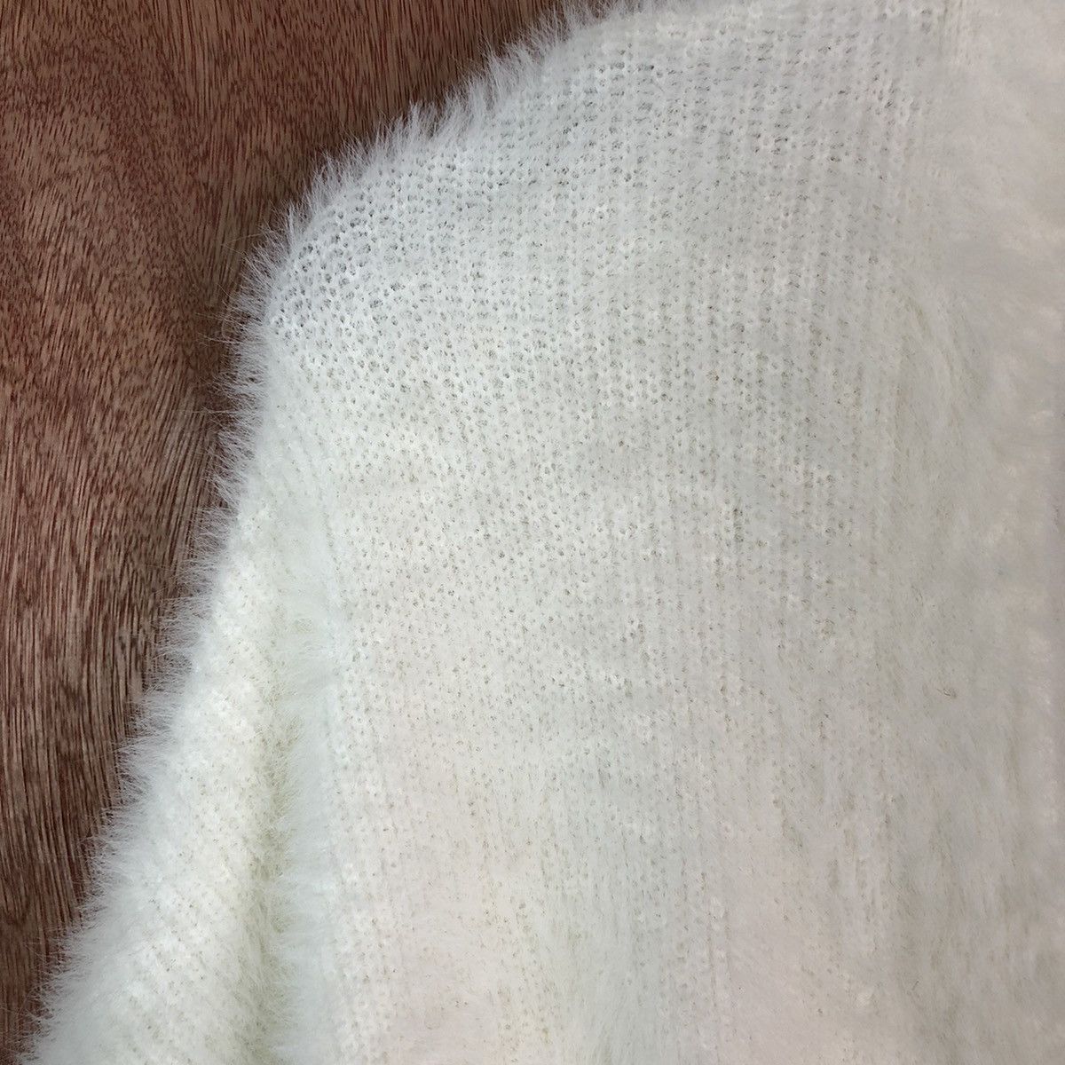 Homespun Knitwear GU White Long cardigan Shaggy Fur Mohair Knitwear #6644 Size US L / EU 52-54 / 3 - 6 Thumbnail