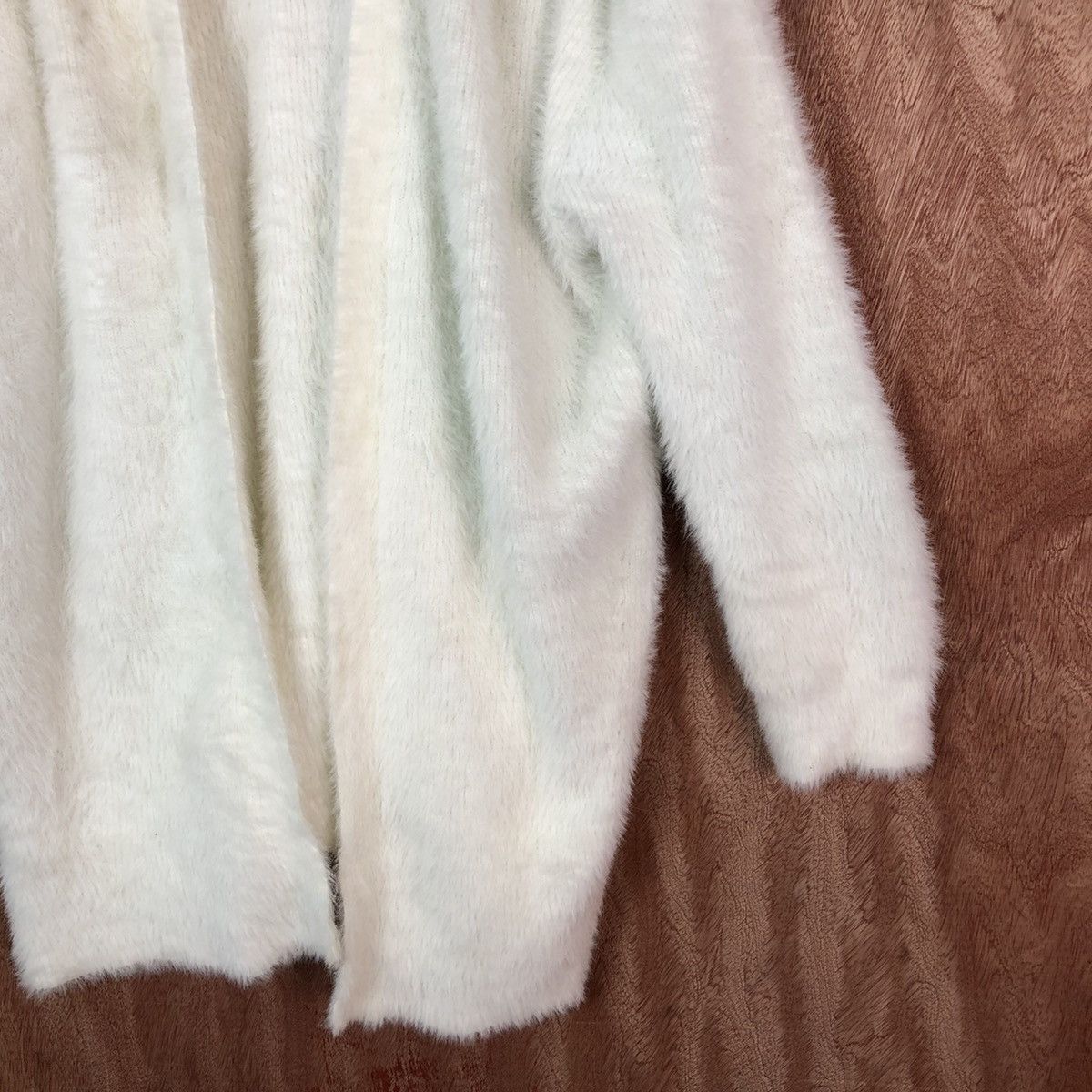 Homespun Knitwear GU White Long cardigan Shaggy Fur Mohair Knitwear #6644 Size US L / EU 52-54 / 3 - 5 Thumbnail