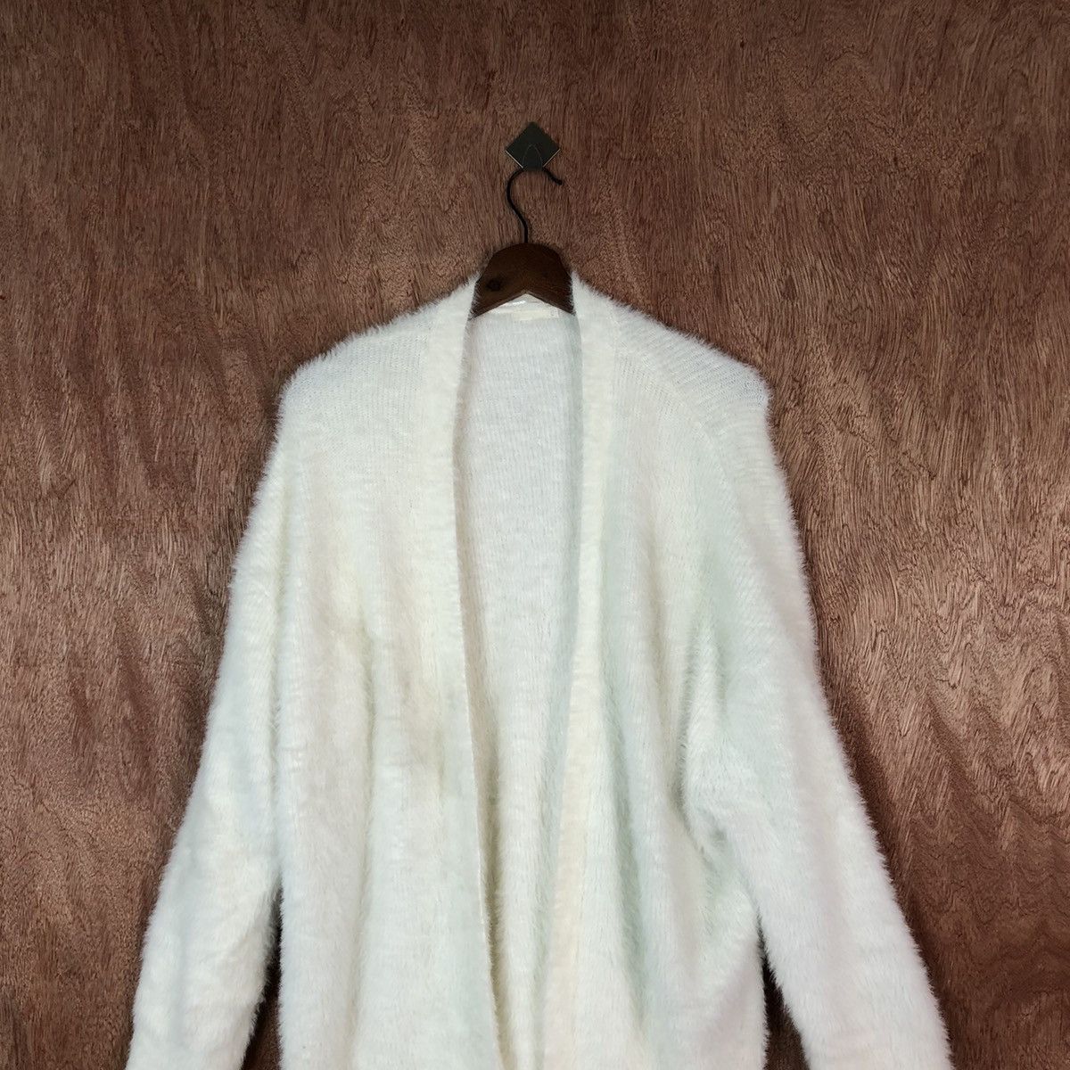 Homespun Knitwear GU White Long cardigan Shaggy Fur Mohair Knitwear #6644 Size US L / EU 52-54 / 3 - 2 Thumbnail