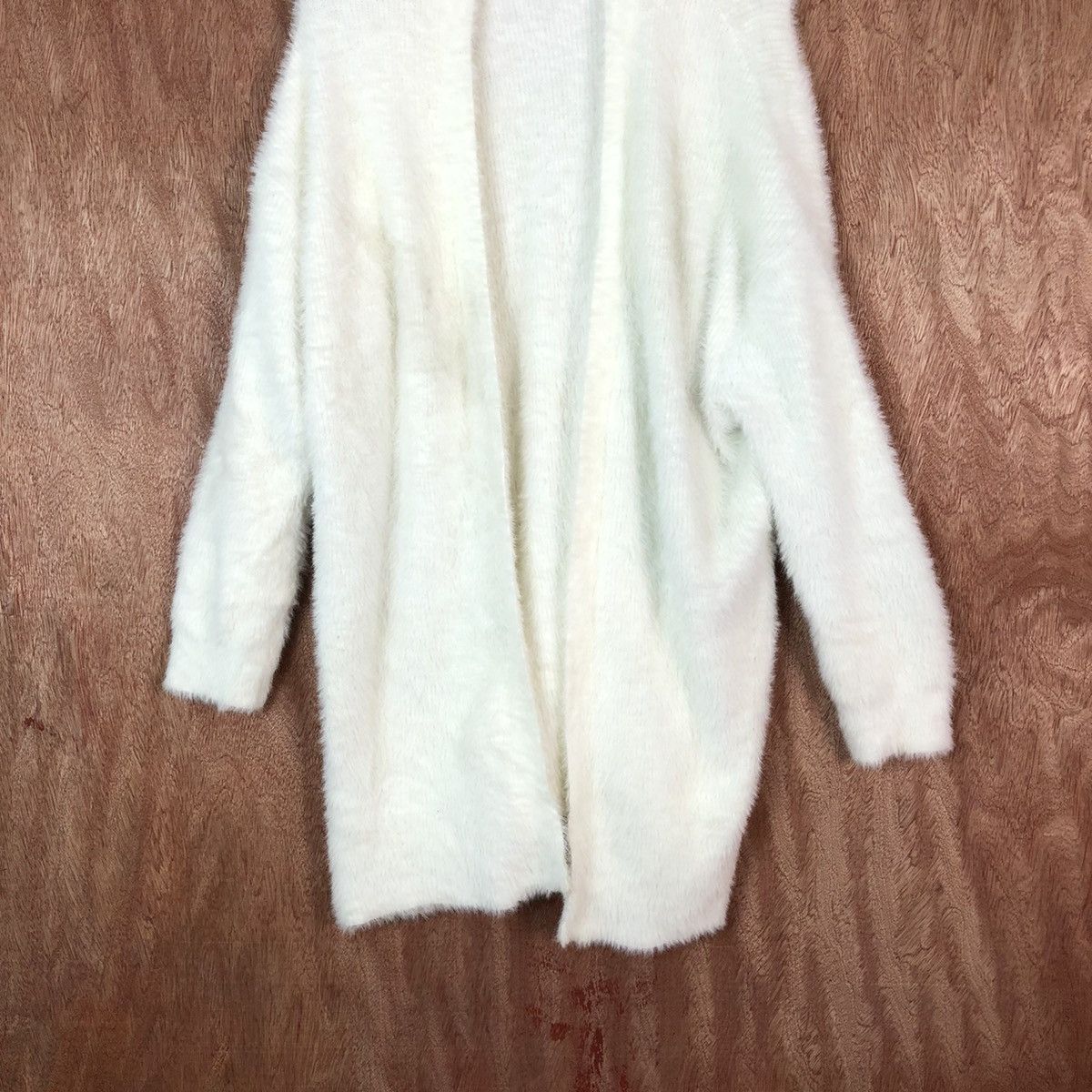 Homespun Knitwear GU White Long cardigan Shaggy Fur Mohair Knitwear #6644 Size US L / EU 52-54 / 3 - 3 Thumbnail