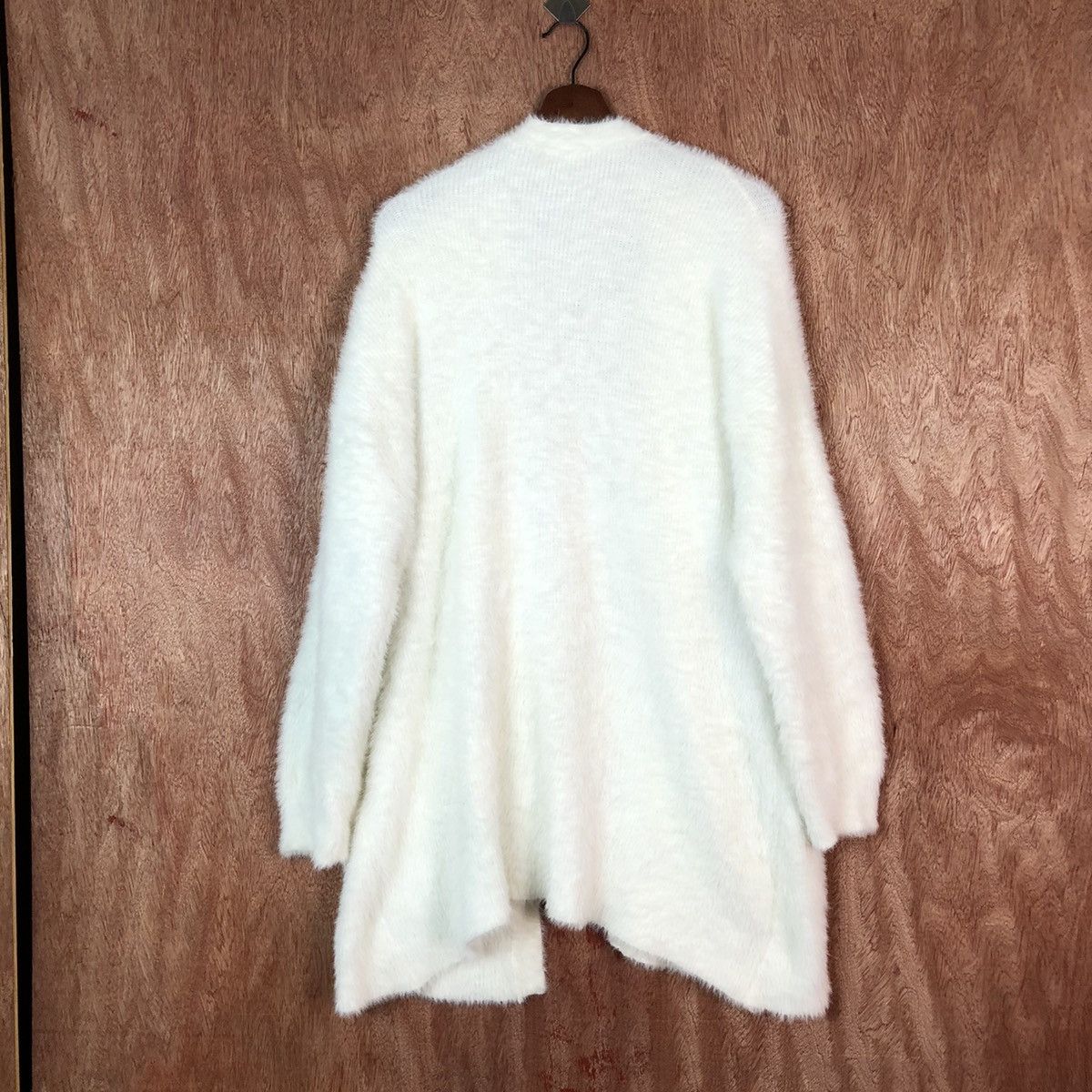 Homespun Knitwear GU White Long cardigan Shaggy Fur Mohair Knitwear #6644 Size US L / EU 52-54 / 3 - 9 Thumbnail