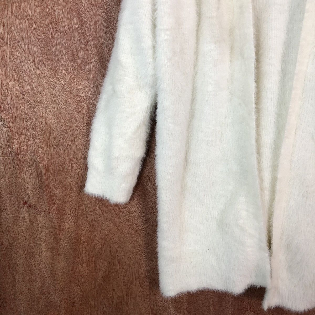 Homespun Knitwear GU White Long cardigan Shaggy Fur Mohair Knitwear #6644 Size US L / EU 52-54 / 3 - 4 Thumbnail