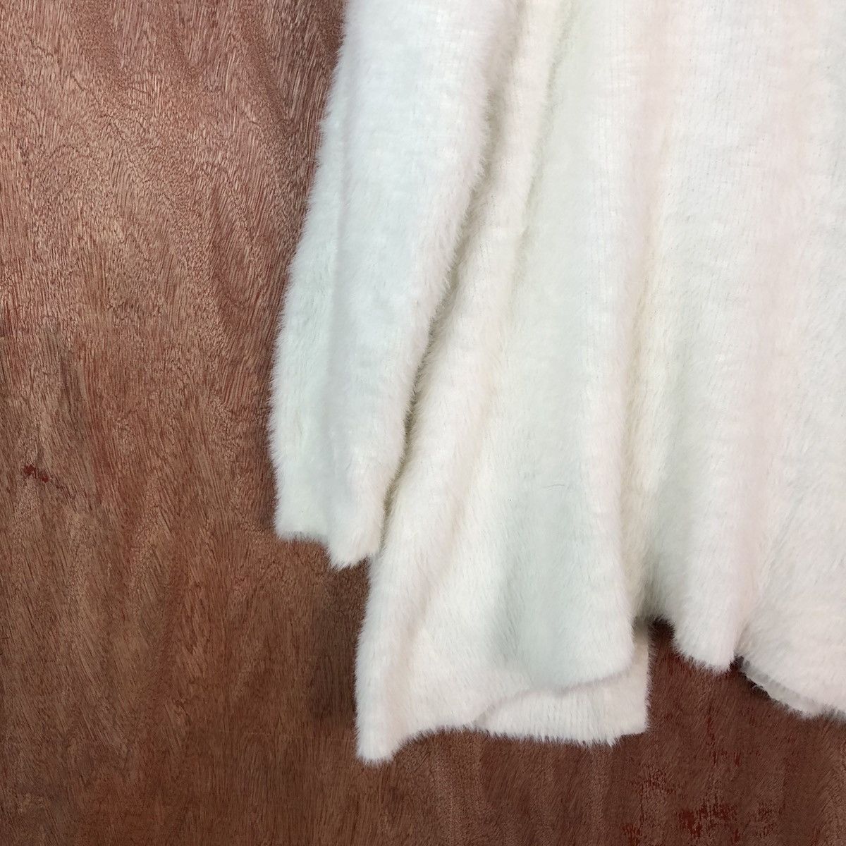 Homespun Knitwear GU White Long cardigan Shaggy Fur Mohair Knitwear #6644 Size US L / EU 52-54 / 3 - 10 Thumbnail