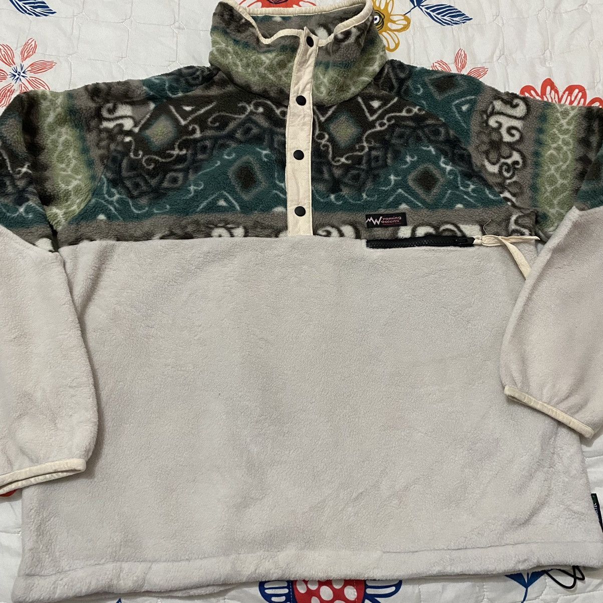 Polartec OFFER🔥Vintage Myaming Woolens Navajo Half Button Fleece Size US L / EU 52-54 / 3 - 3 Thumbnail