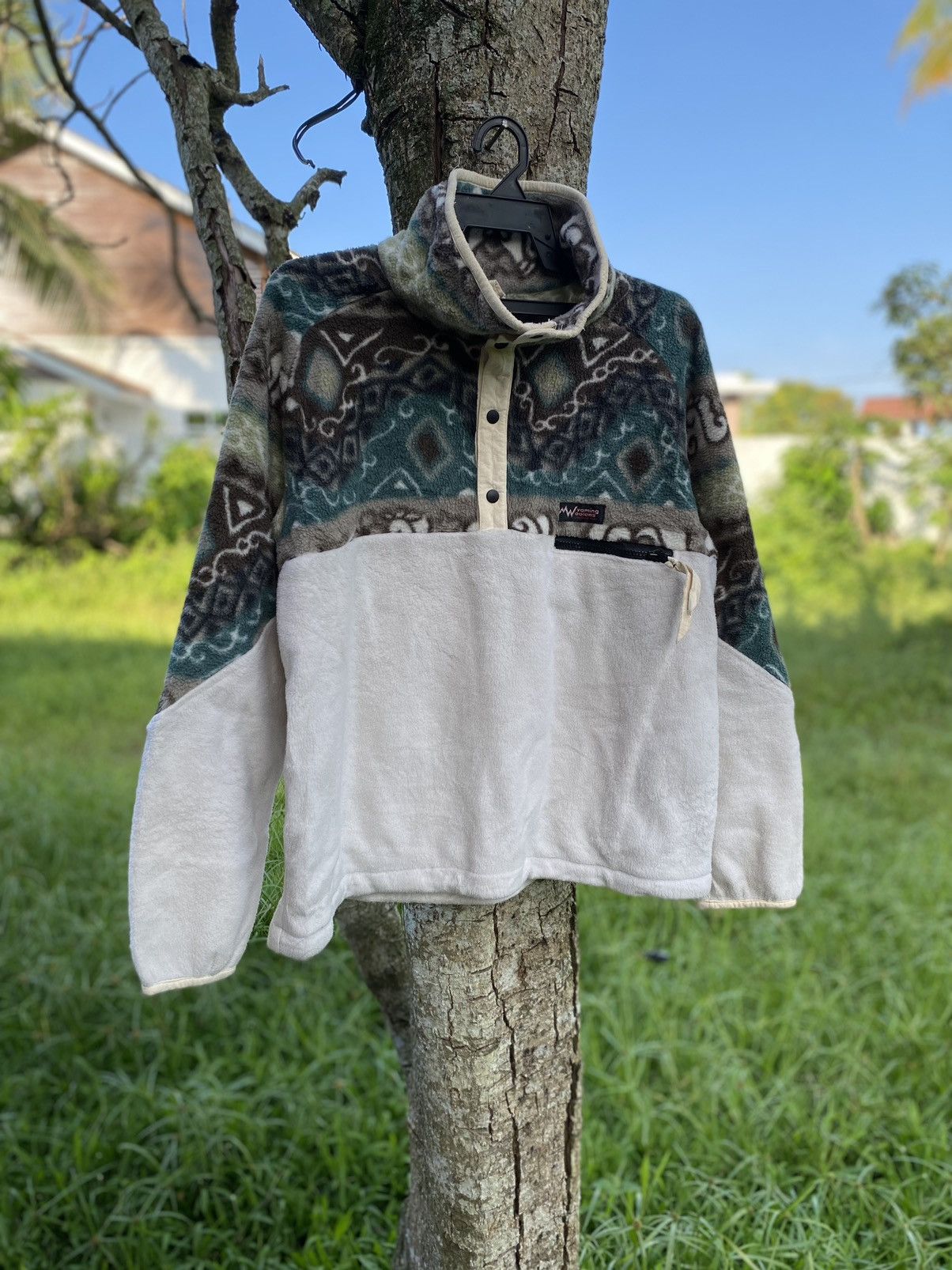 Polartec OFFER🔥Vintage Myaming Woolens Navajo Half Button Fleece Size US L / EU 52-54 / 3 - 1 Thumbnail