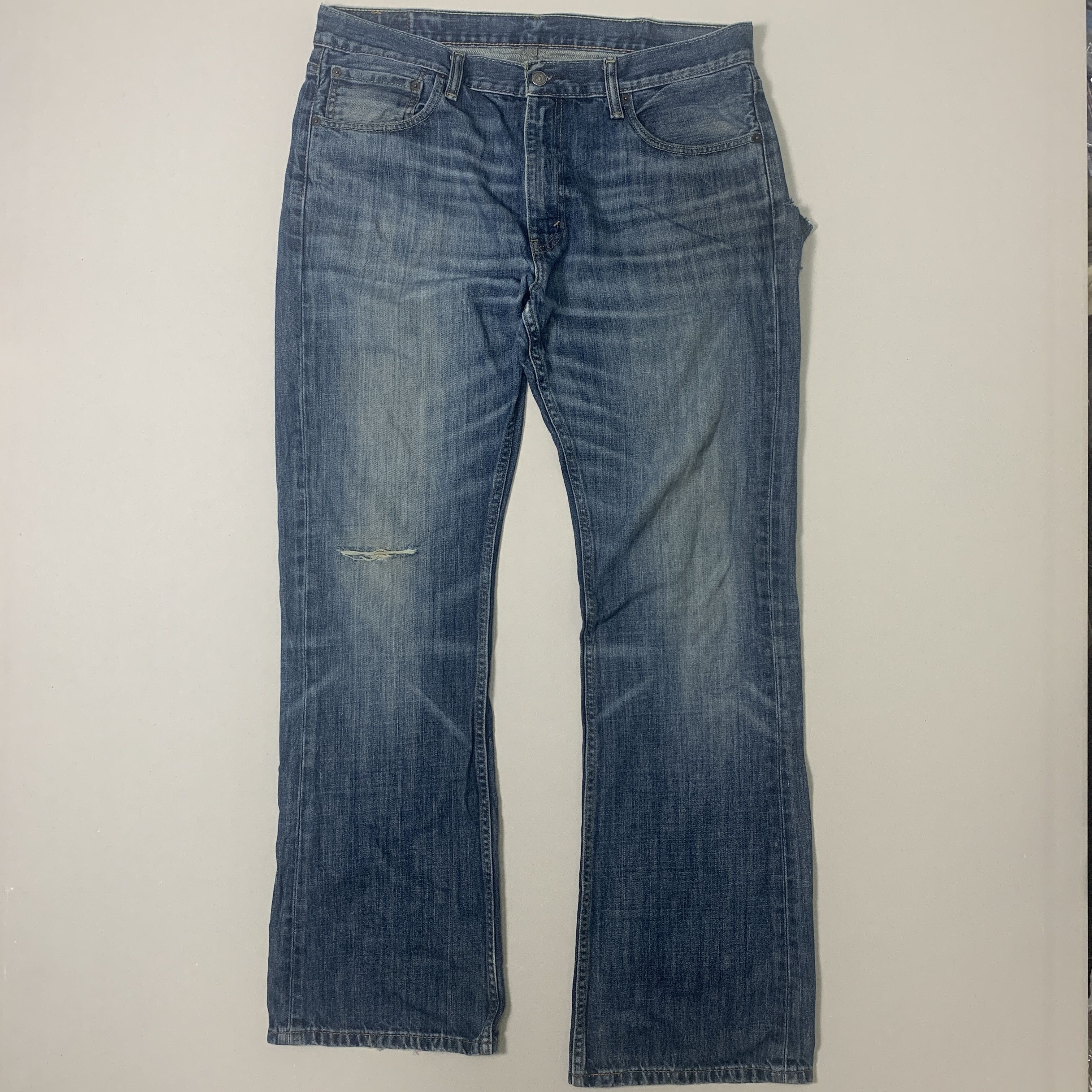 image of Levis x Vintage Levi's 527 Flared Boot Cut Faded Mid Wash Jeans in Blue Denim, Men's (Size 38)