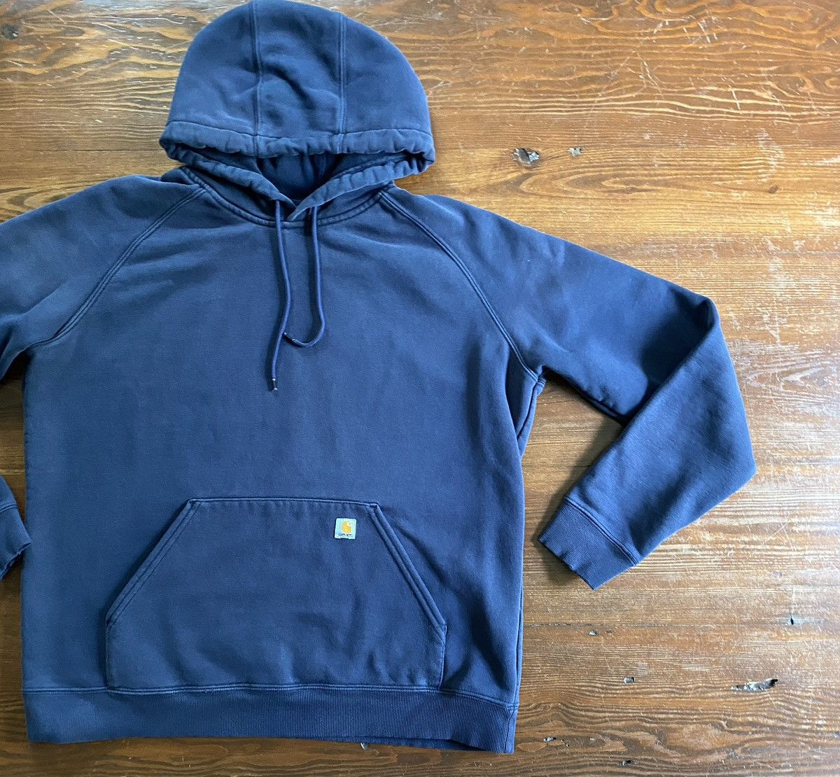 Carhartt 2008 Carhartt Women’s Dark Navy Raglan Hoodie Sweatshirt Size L / US 10 / IT 46 - 1 Thumbnail