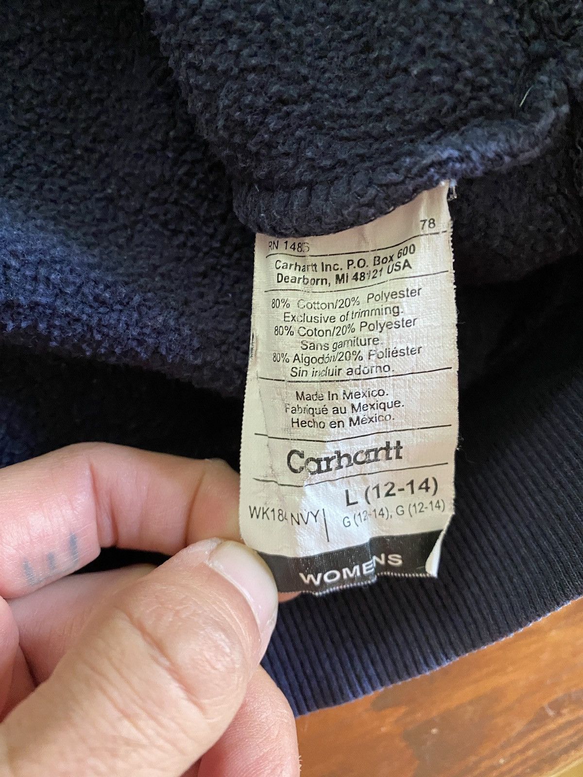 Carhartt 2008 Carhartt Women’s Dark Navy Raglan Hoodie Sweatshirt Size L / US 10 / IT 46 - 5 Thumbnail