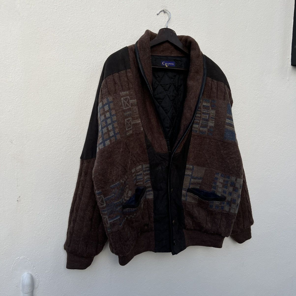 Japanese Brand VINTAGE CALRO VALENTINO PRINTED DESIGN CARDIGAN WOOL Size US L / EU 52-54 / 3 - 5 Thumbnail
