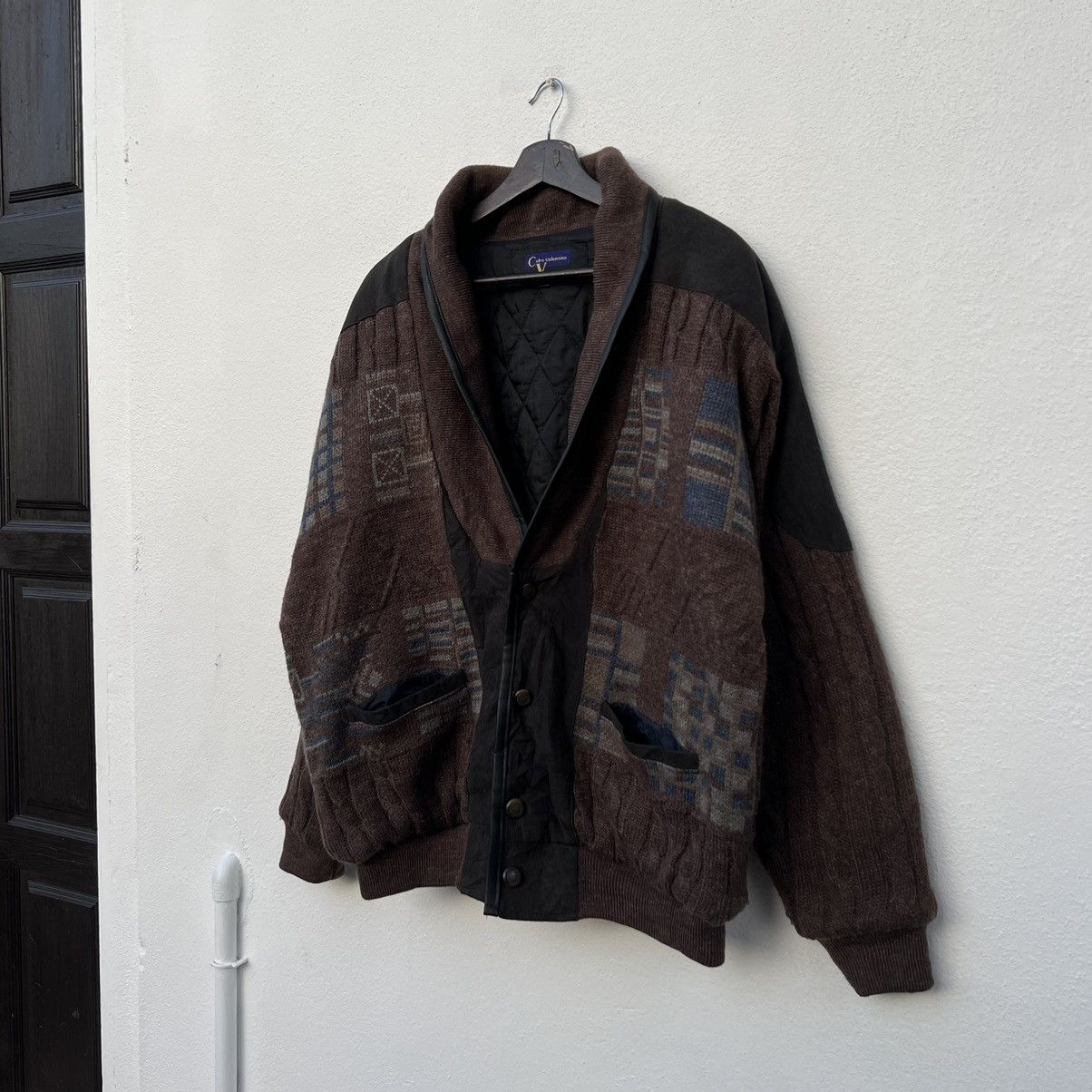 Japanese Brand VINTAGE CALRO VALENTINO PRINTED DESIGN CARDIGAN WOOL Size US L / EU 52-54 / 3 - 2 Thumbnail