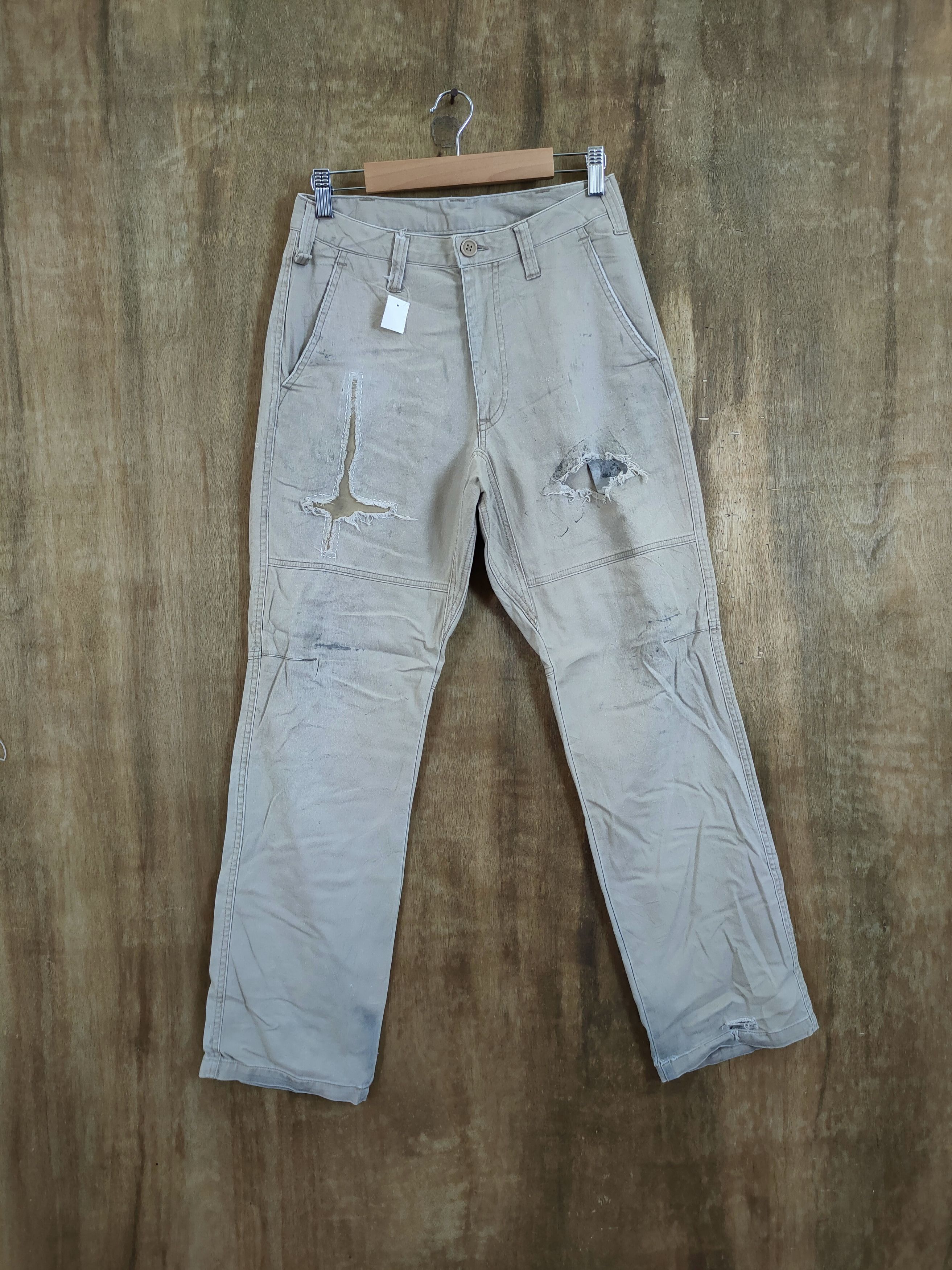 Japanese Brand DL Japan patchwork dirty thrashed worn cargo pants #46-719 Size US 29 - 1 Thumbnail