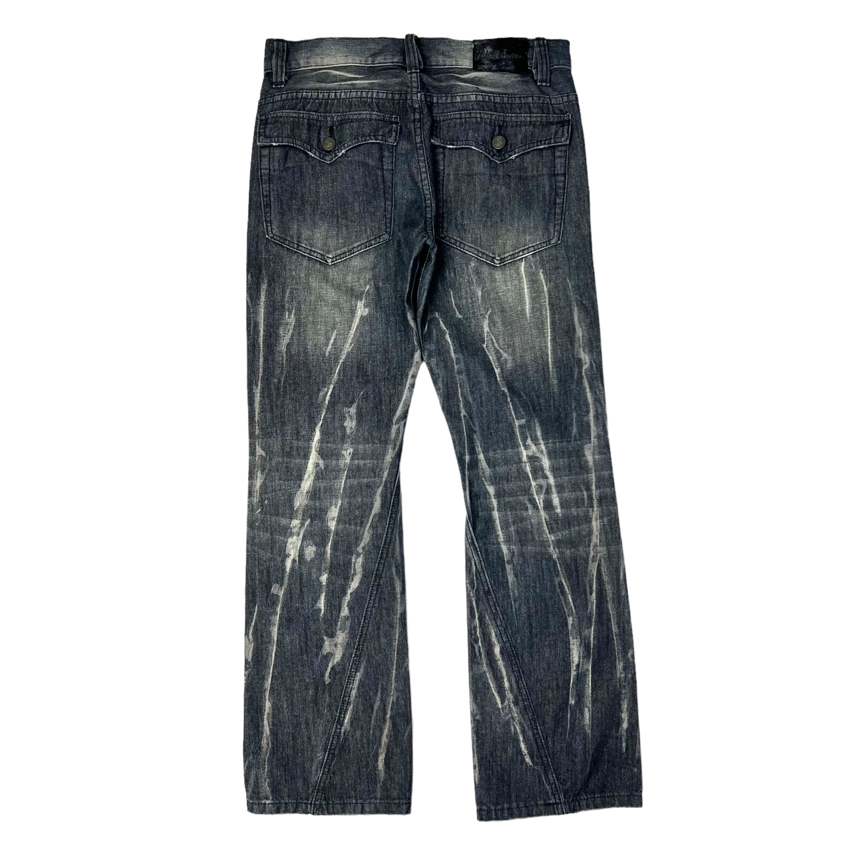Japanese Brand × Seditionaries Black Baccara Gothic Punk Distressed Flared Ripped Denim Size US 32 / EU 48 - 2 Thumbnail