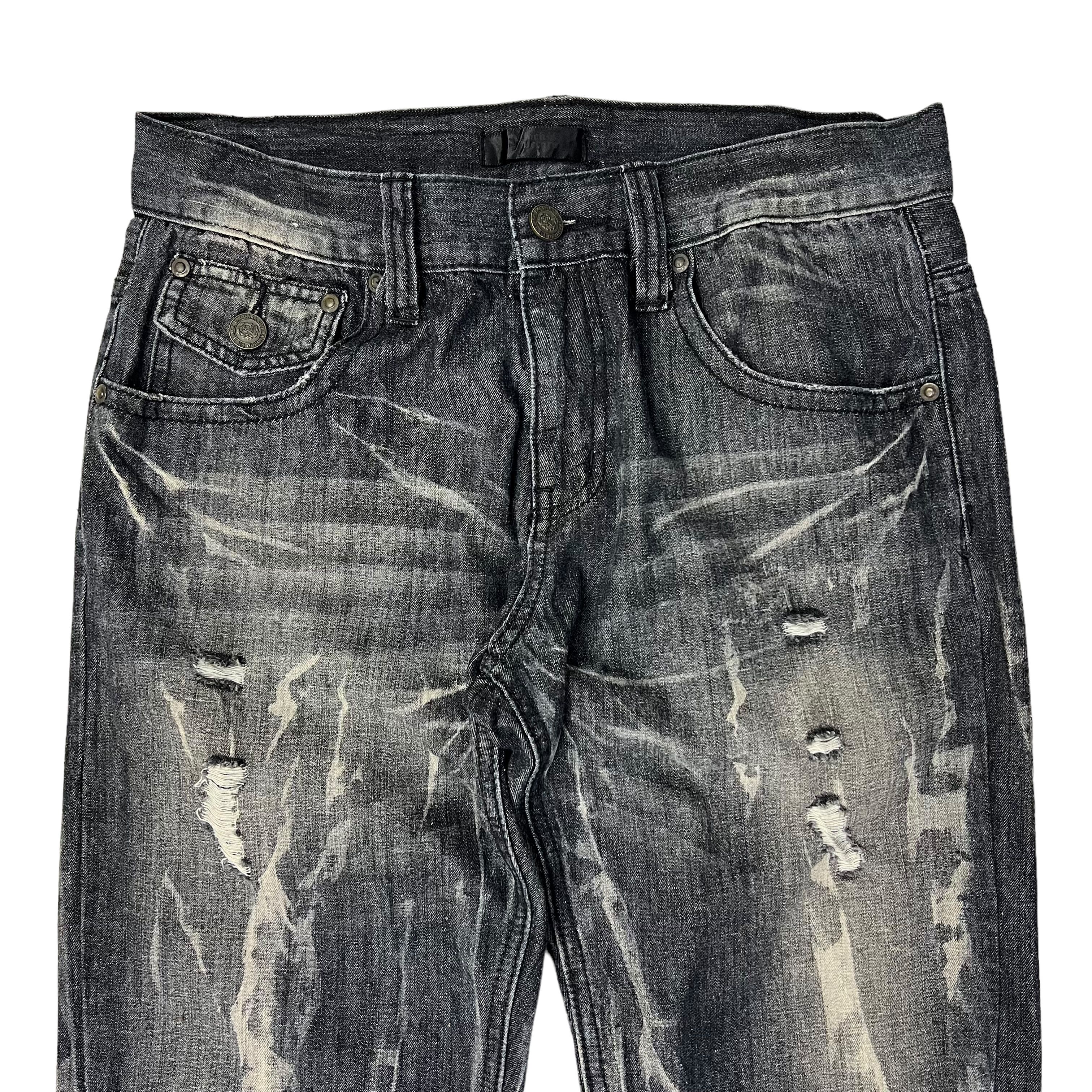 Japanese Brand × Seditionaries Black Baccara Gothic Punk Distressed Flared Ripped Denim Size US 32 / EU 48 - 3 Thumbnail