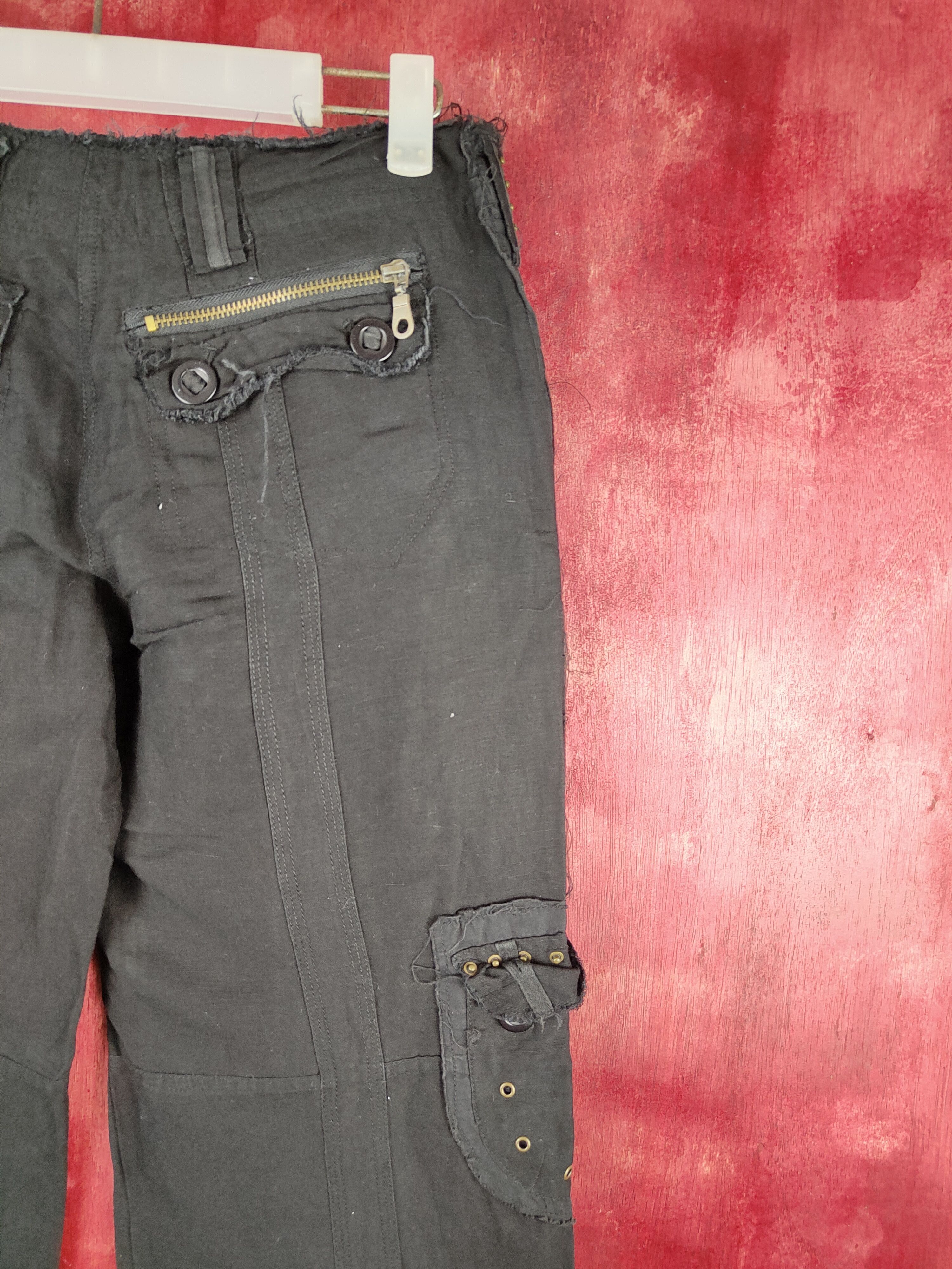 Japanese Brand Nouvangcée Black Multipocket Thin Cargo Pants #S789 Size 29" - 10 Thumbnail