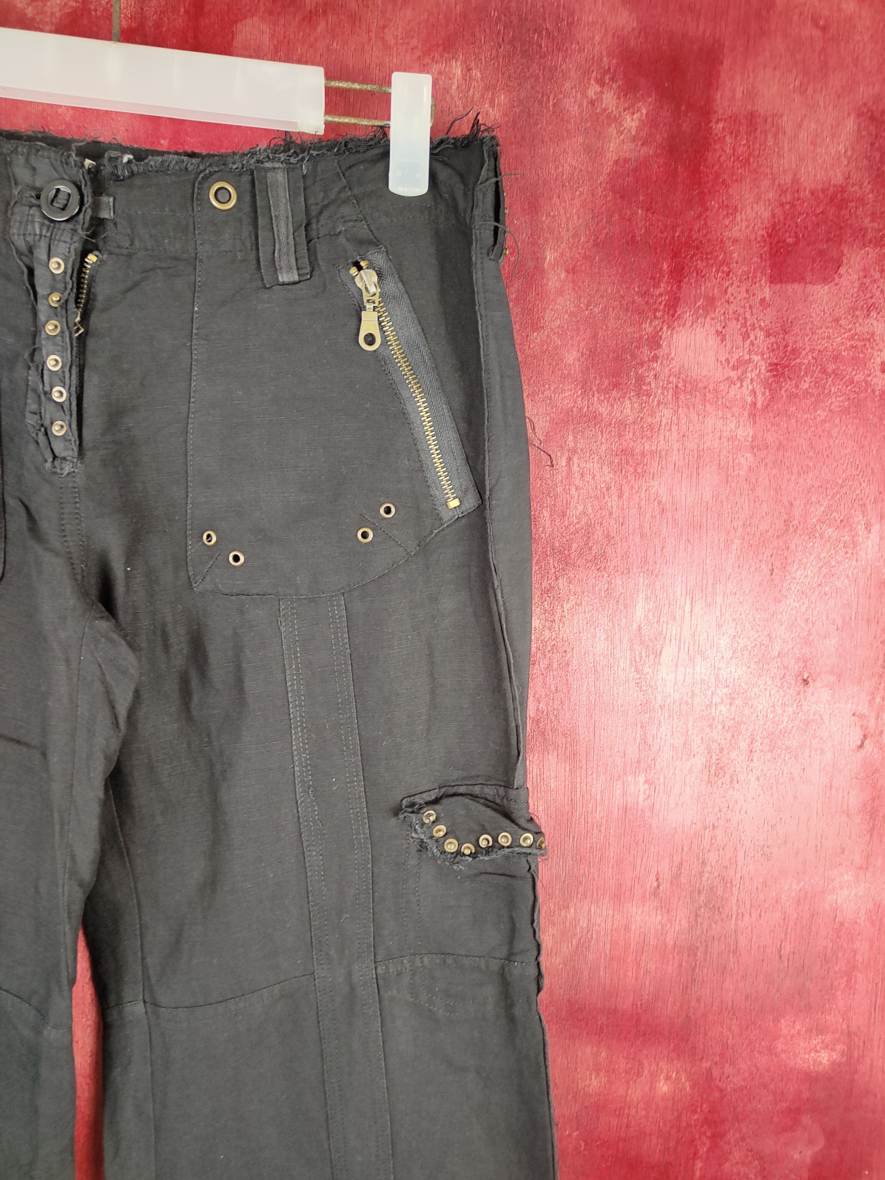 Japanese Brand Nouvangcée Black Multipocket Thin Cargo Pants #S789 Size 29" - 5 Thumbnail
