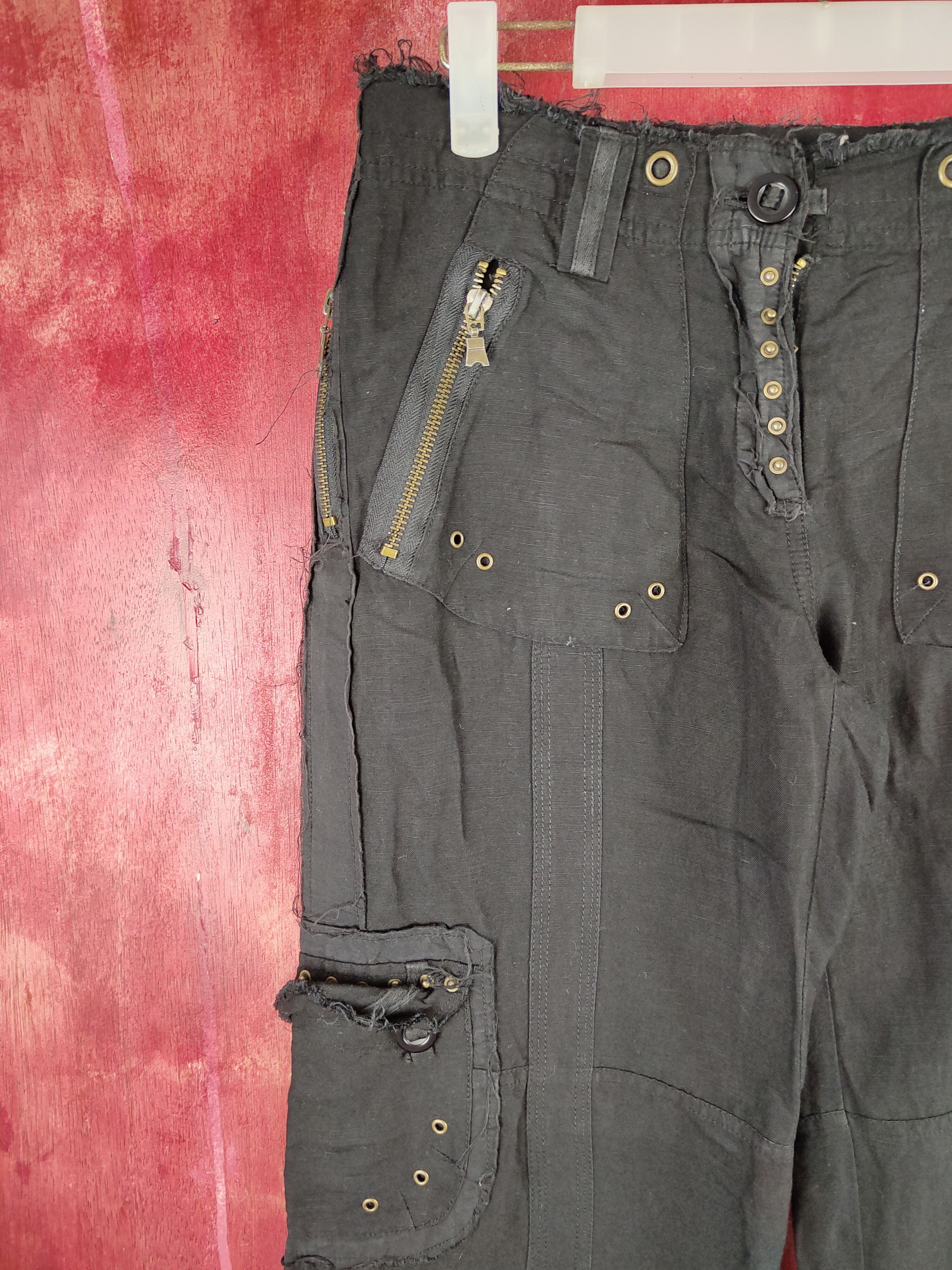 Japanese Brand Nouvangcée Black Multipocket Thin Cargo Pants #S789 Size 29" - 3 Thumbnail