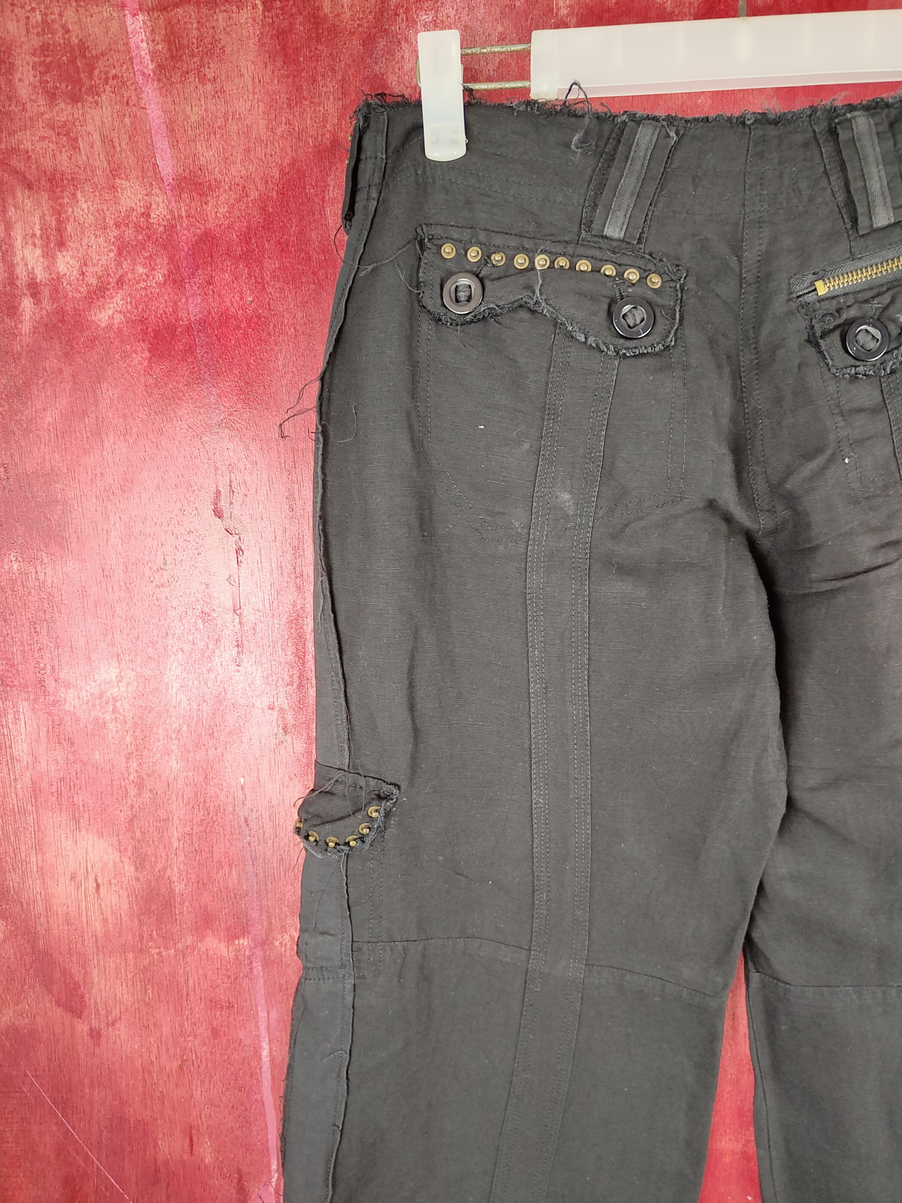 Japanese Brand Nouvangcée Black Multipocket Thin Cargo Pants #S789 Size 29" - 8 Thumbnail