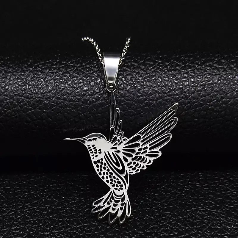 Jewelry Hummingbird Pendant Stainless Steel Necklace Size ONE SIZE - 2 Thumbnail