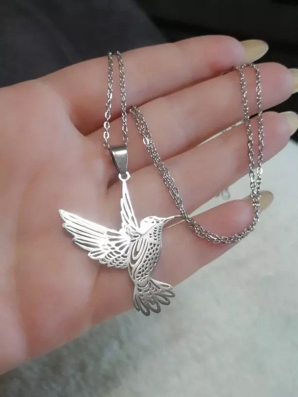Jewelry Hummingbird Pendant Stainless Steel Necklace Size ONE SIZE - 4 Thumbnail