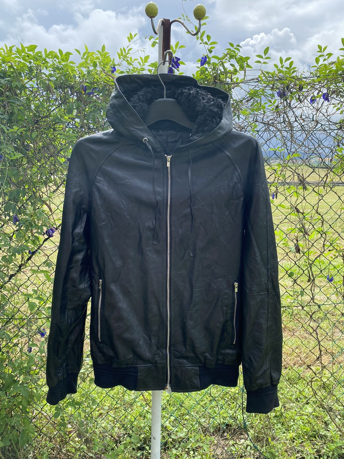 ABAHOUSE Abahouse Sheep Leather Jacket Hood Fur Racoon Size US M / EU 48-50 / 2 - 1 Thumbnail