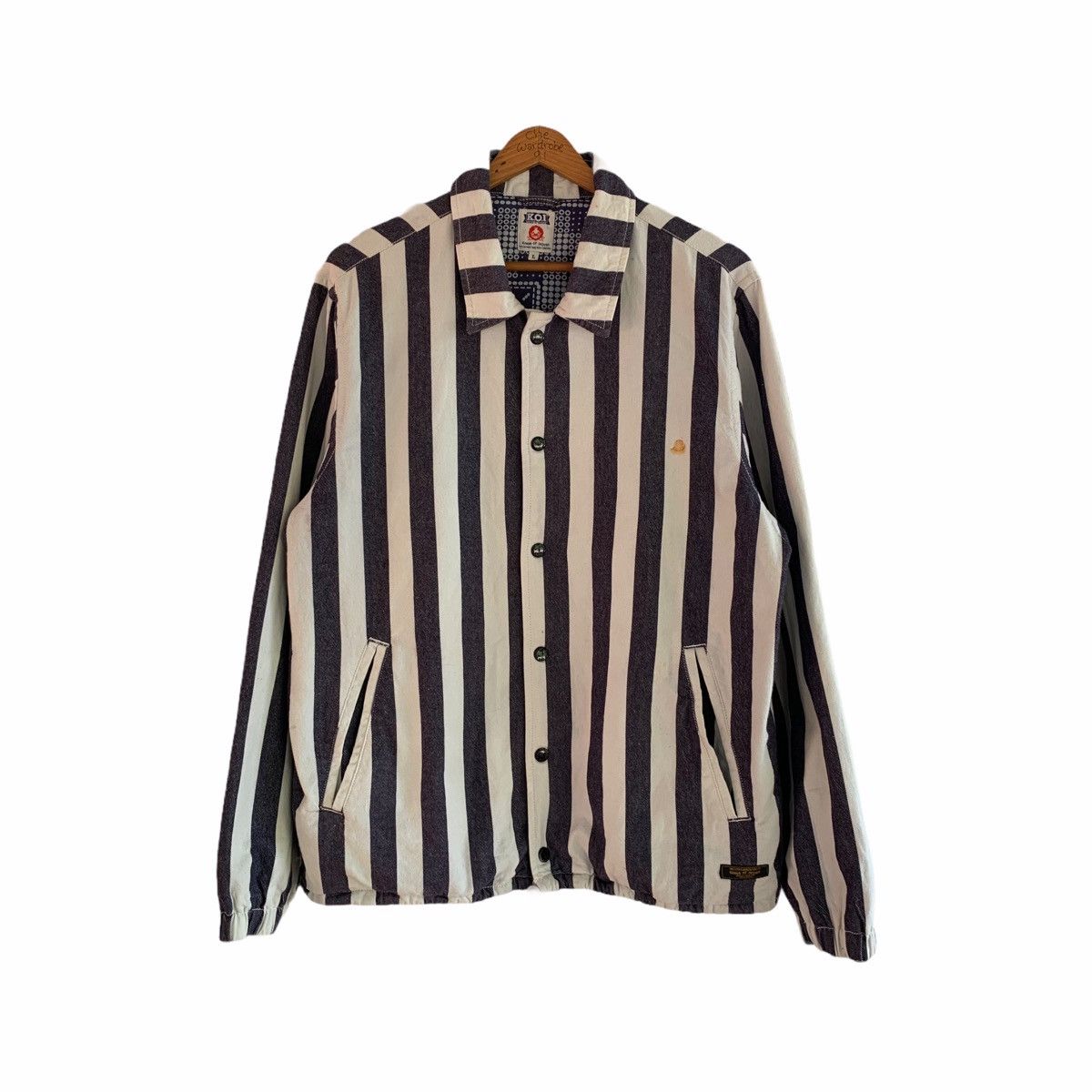King Of Indigo Striped Prisoner Pattern Jacket
