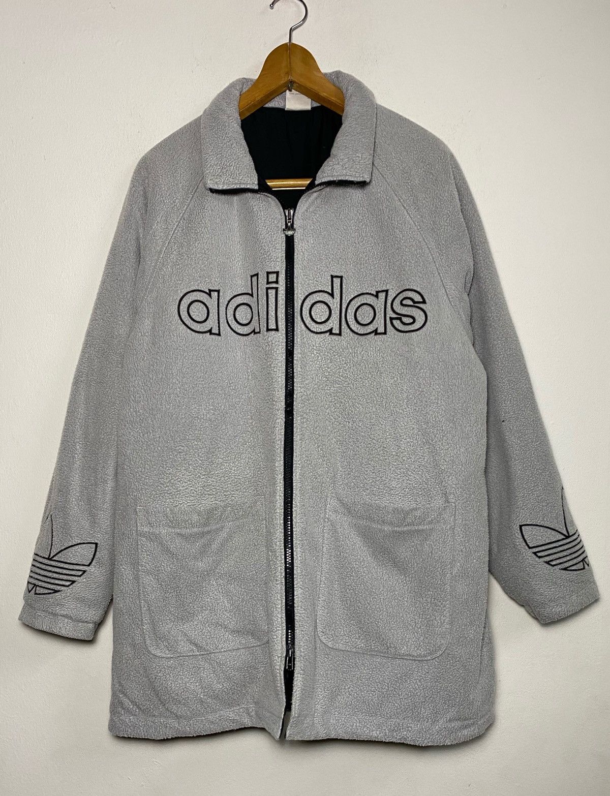 Adidas Vintage 90s Adidas Jacket Fleece Embroidery Big Logo Size US L / EU 52-54 / 3 - 2 Thumbnail